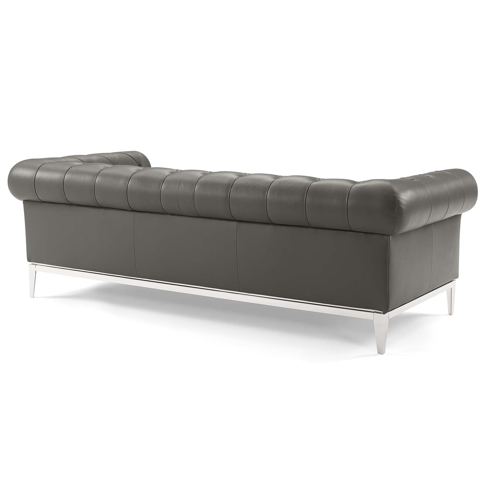 Modway Living Room Sets - Idyll-3-Piece-Upholstered-Leather-Set-Gray