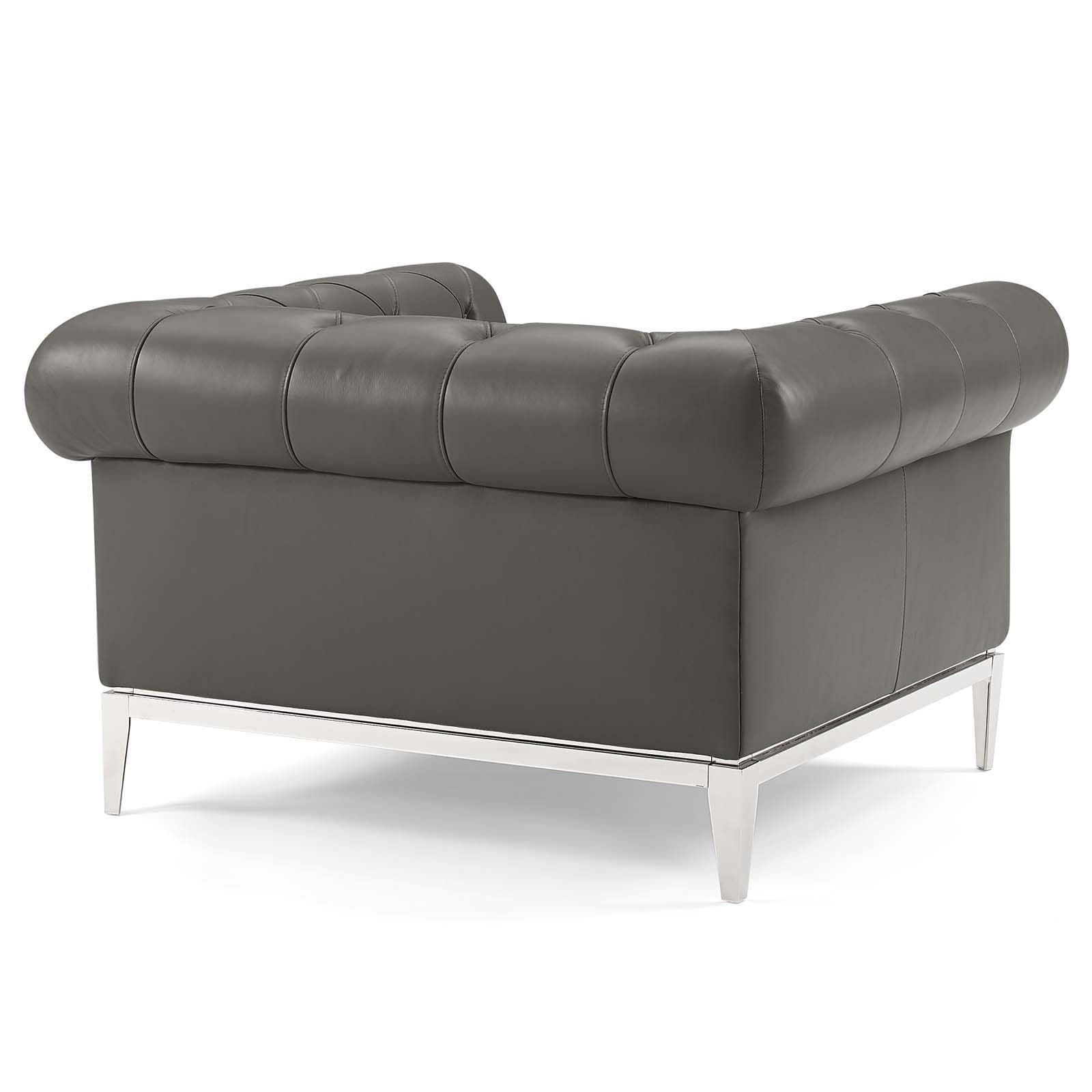 Modway Loveseats - Idyll-Tufted-Upholstered-Leather-Loveseat-and-Armchair-Gray