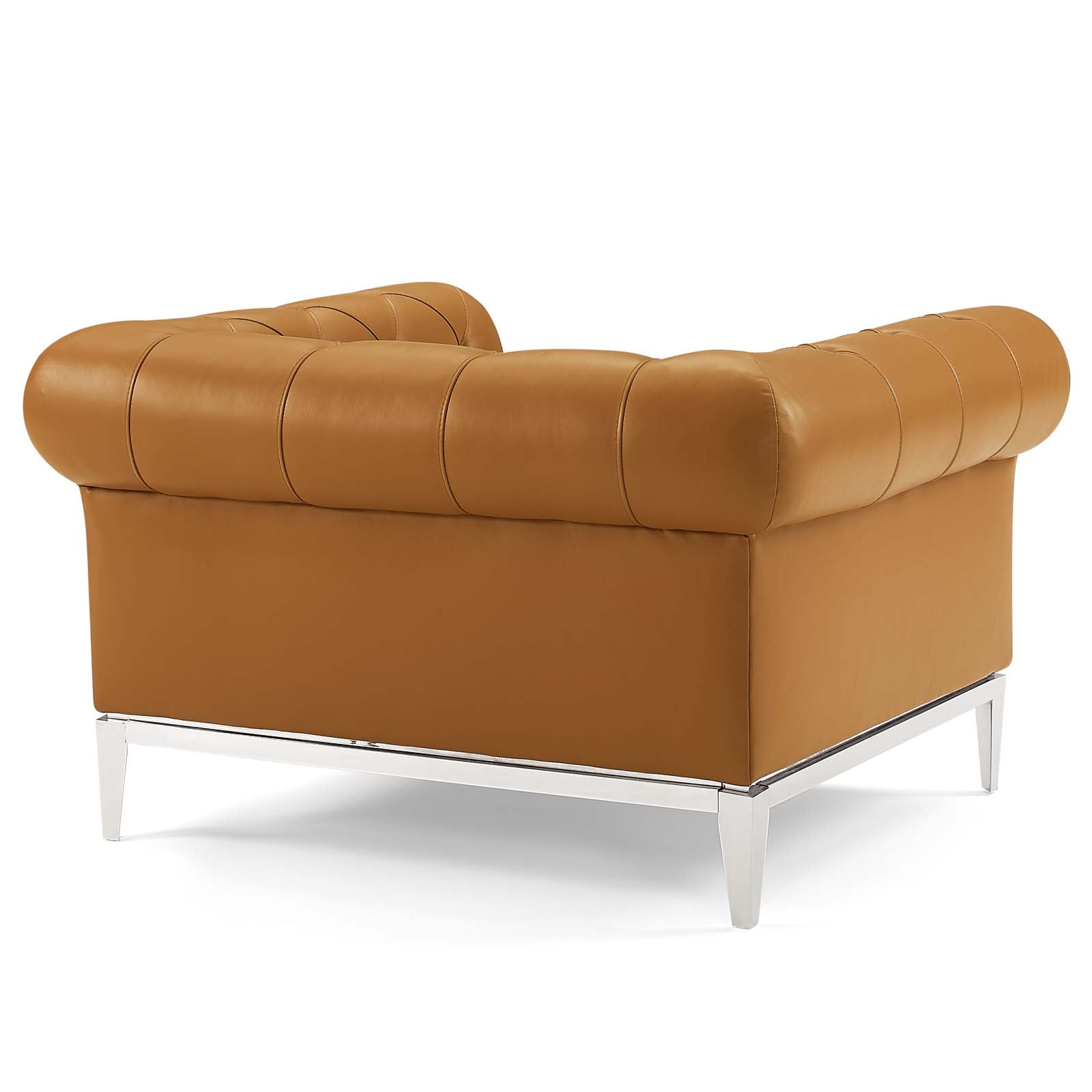Modway Loveseats - Idyll-Tufted-Upholstered-Leather-Loveseat-and-Armchair-Tan