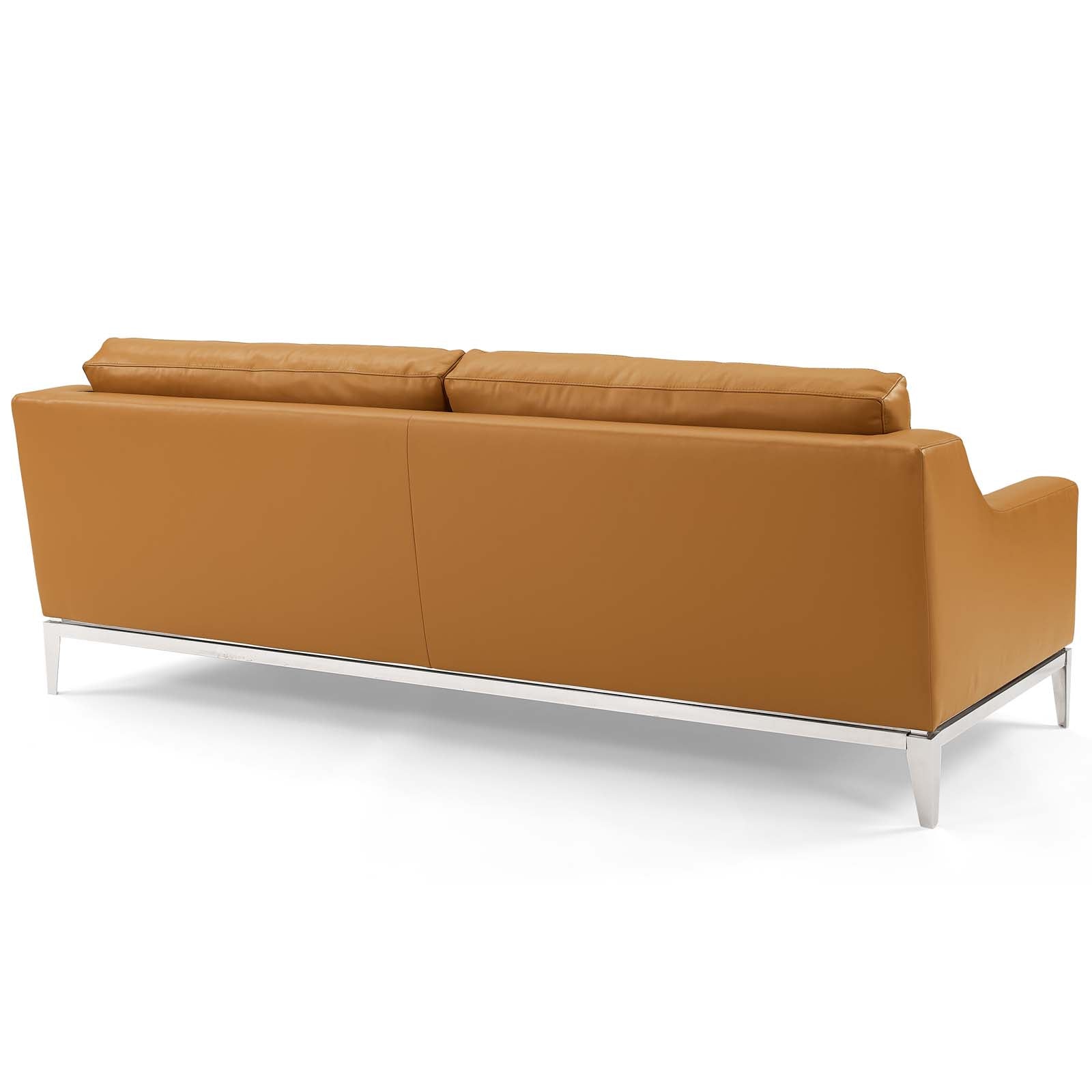 Modway Sofas & Couches - Harness-Stainless-Steel-Base-Leather-Sofa-&-Armchair-Set-Tan