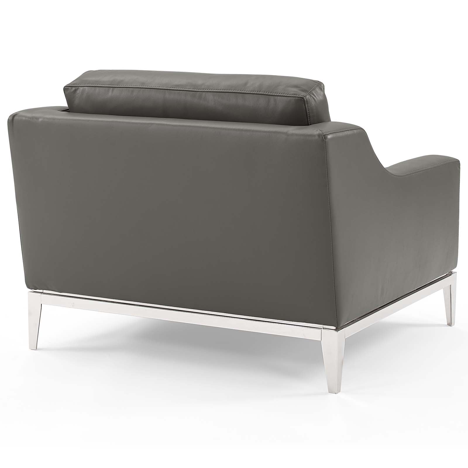 Modway Chairs - Harness Stainless Steel Base Leather Armchair Gray ( Set of 2 )