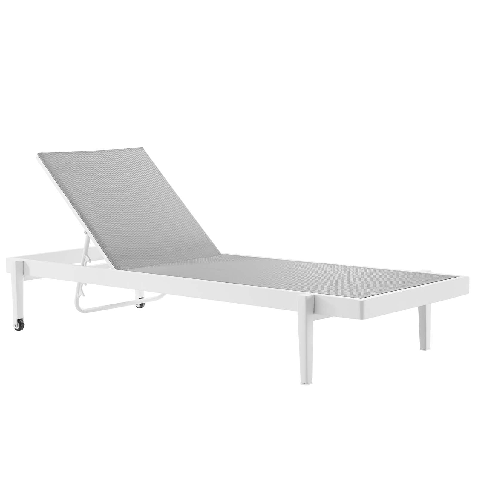 Modway Outdoor Loungers - Charleston Outdoor Patio Aluminum Chaise Lounge Chair Set of 4 White Gray