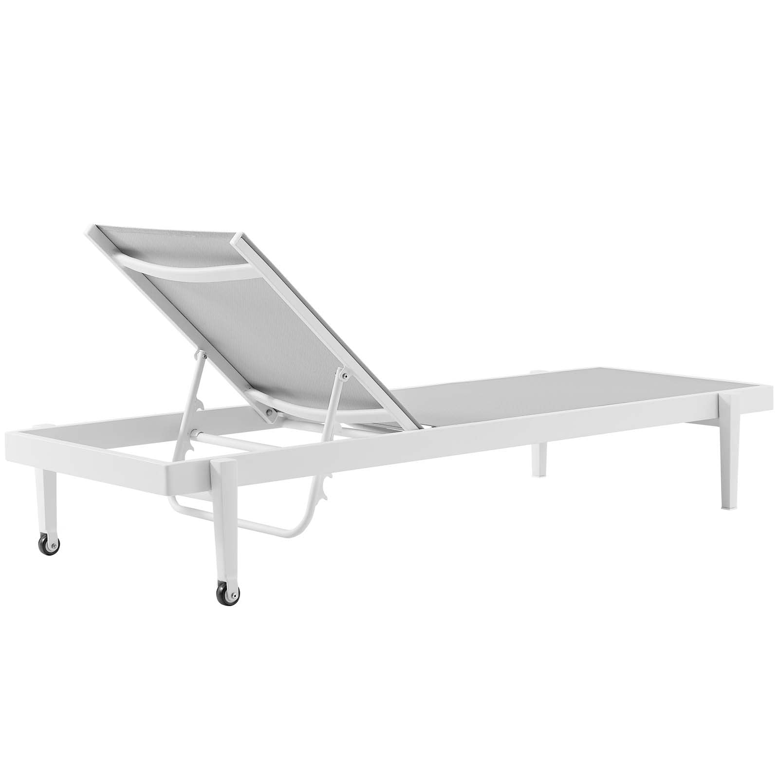 Modway Outdoor Loungers - Charleston Outdoor Patio Aluminum Chaise Lounge Chair Set of 4 White Gray