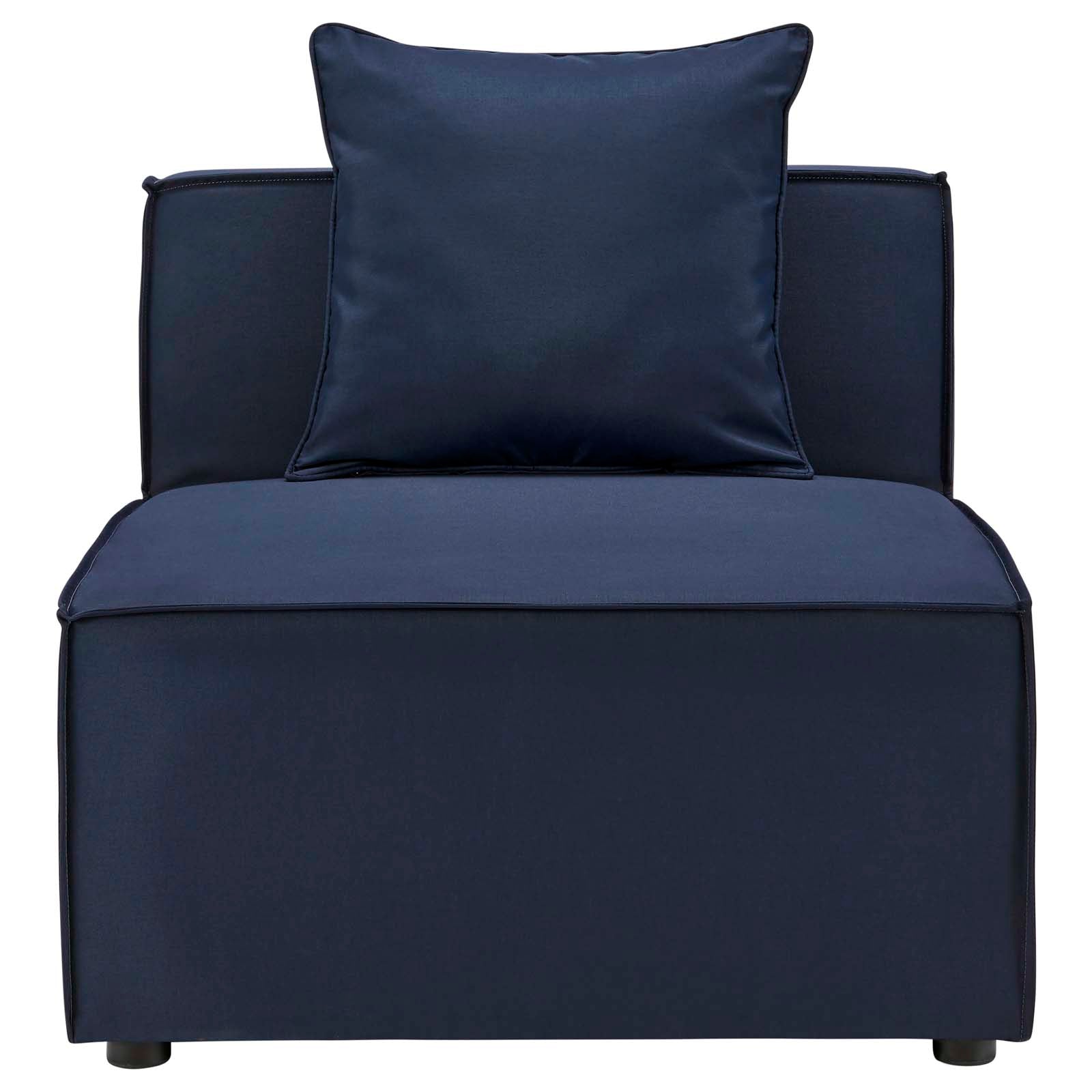 Modway Outdoor Chairs - Saybrook Outdoor Patio Upholstered Sectional Sofa Armless Chair Navy Blue