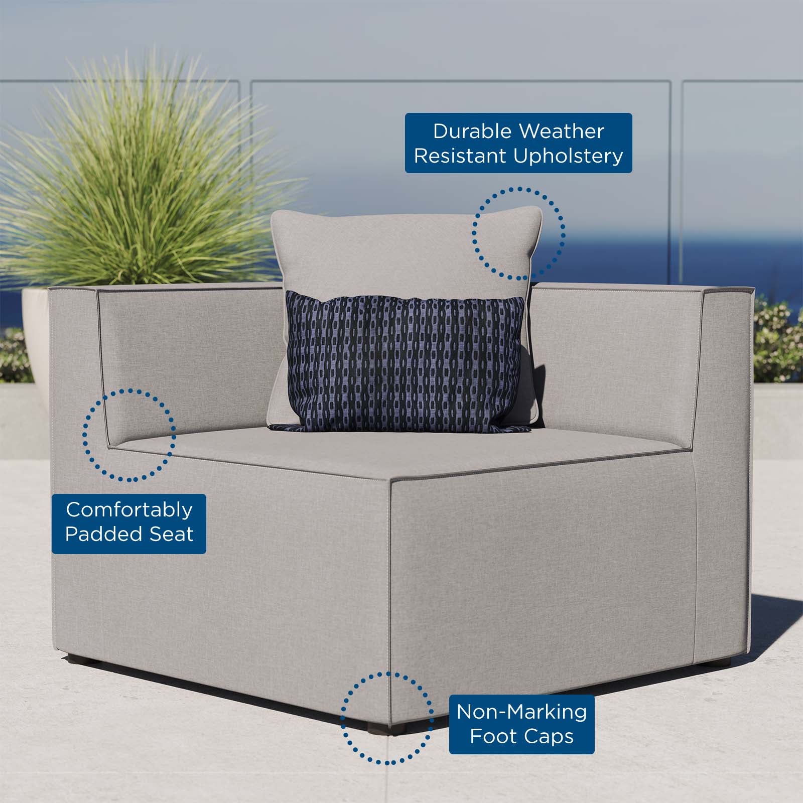 Modway Outdoor Chairs - Saybrook Outdoor Patio Upholstered Sectional Sofa Corner Chair Gray