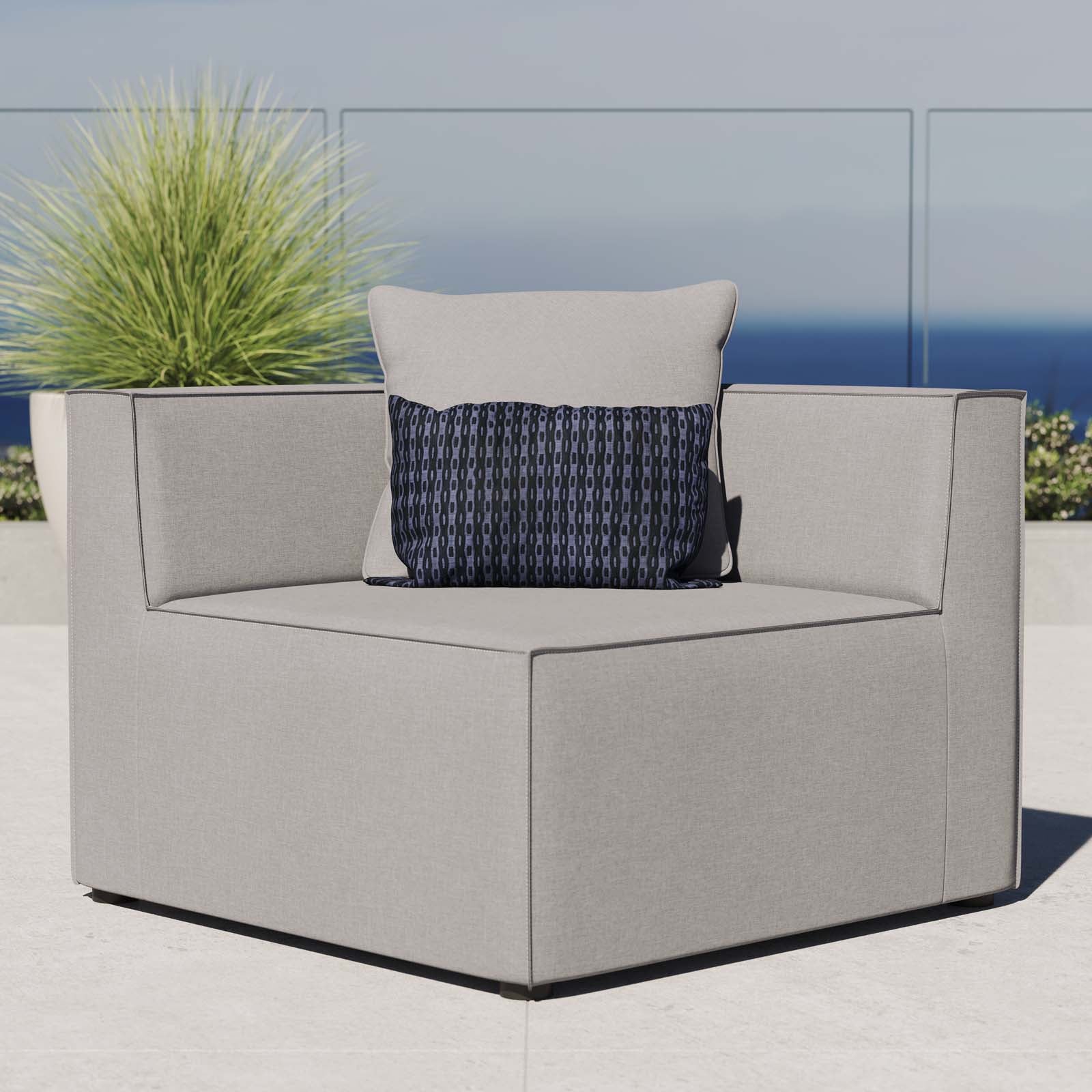 Modway Outdoor Chairs - Saybrook Outdoor Patio Upholstered Sectional Sofa Corner Chair Gray