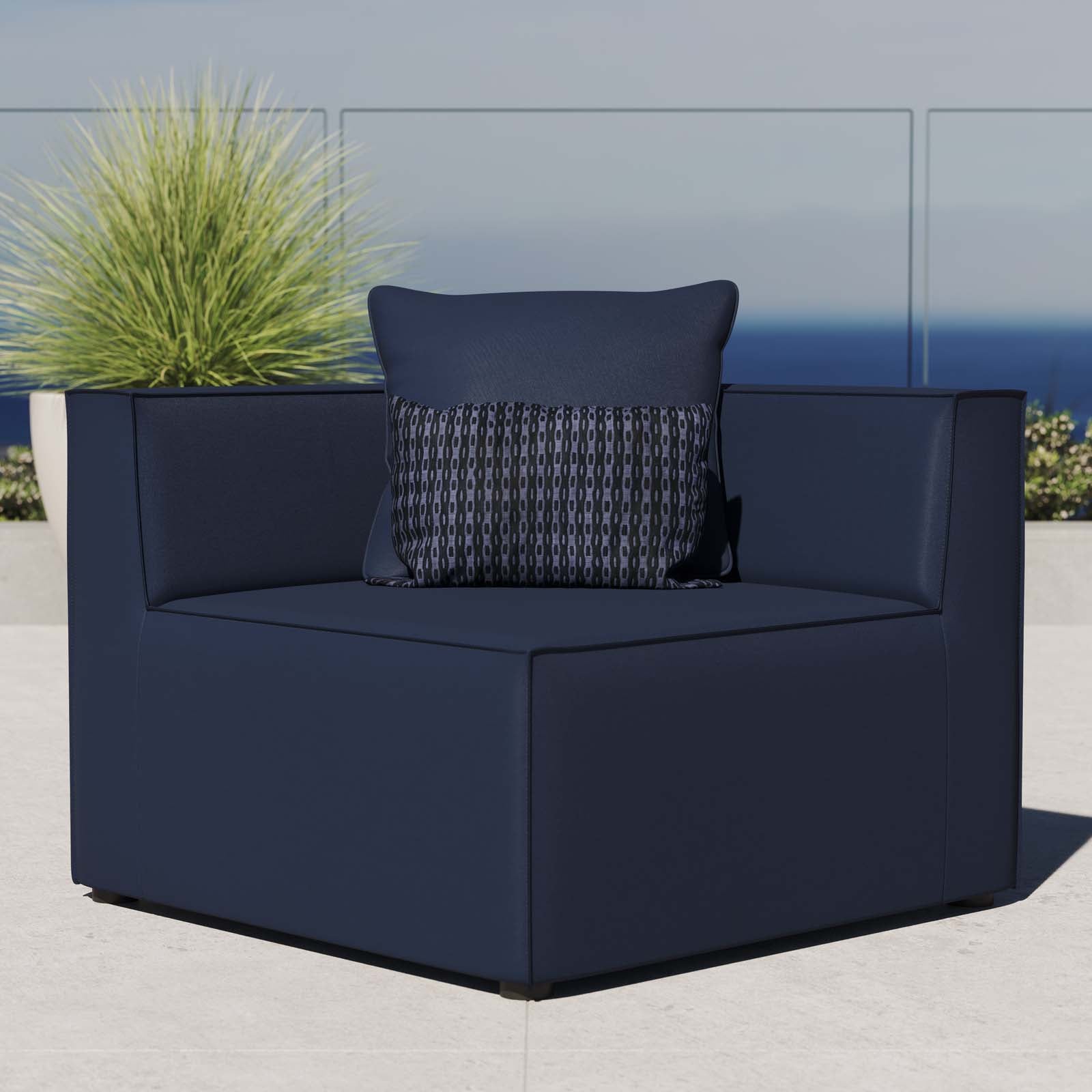 Modway Outdoor Chairs - Saybrook Outdoor Patio Upholstered Sectional Sofa Corner Chair Navy