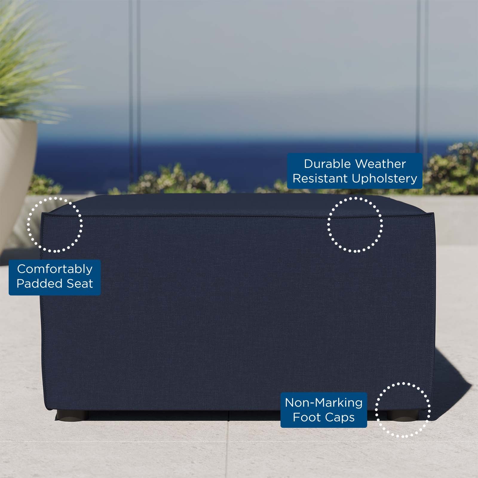 Modway Outdoor Stools & Benches - Saybrook Outdoor Patio Upholstered Sectional Sofa Ottoman Navy