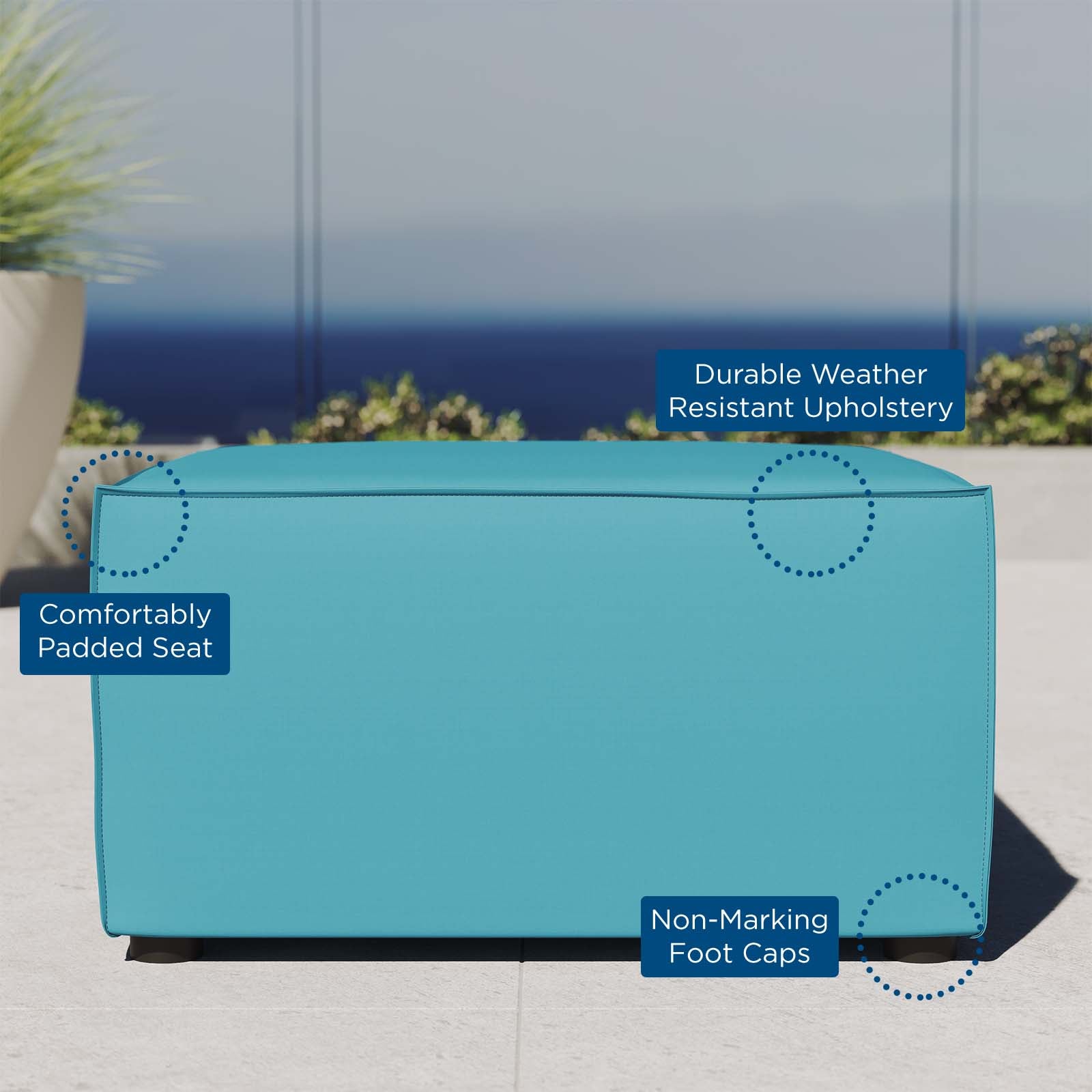 Modway Outdoor Ottomans - Saybrook Outdoor Patio Upholstered Sectional Sofa Ottoman Turquoise