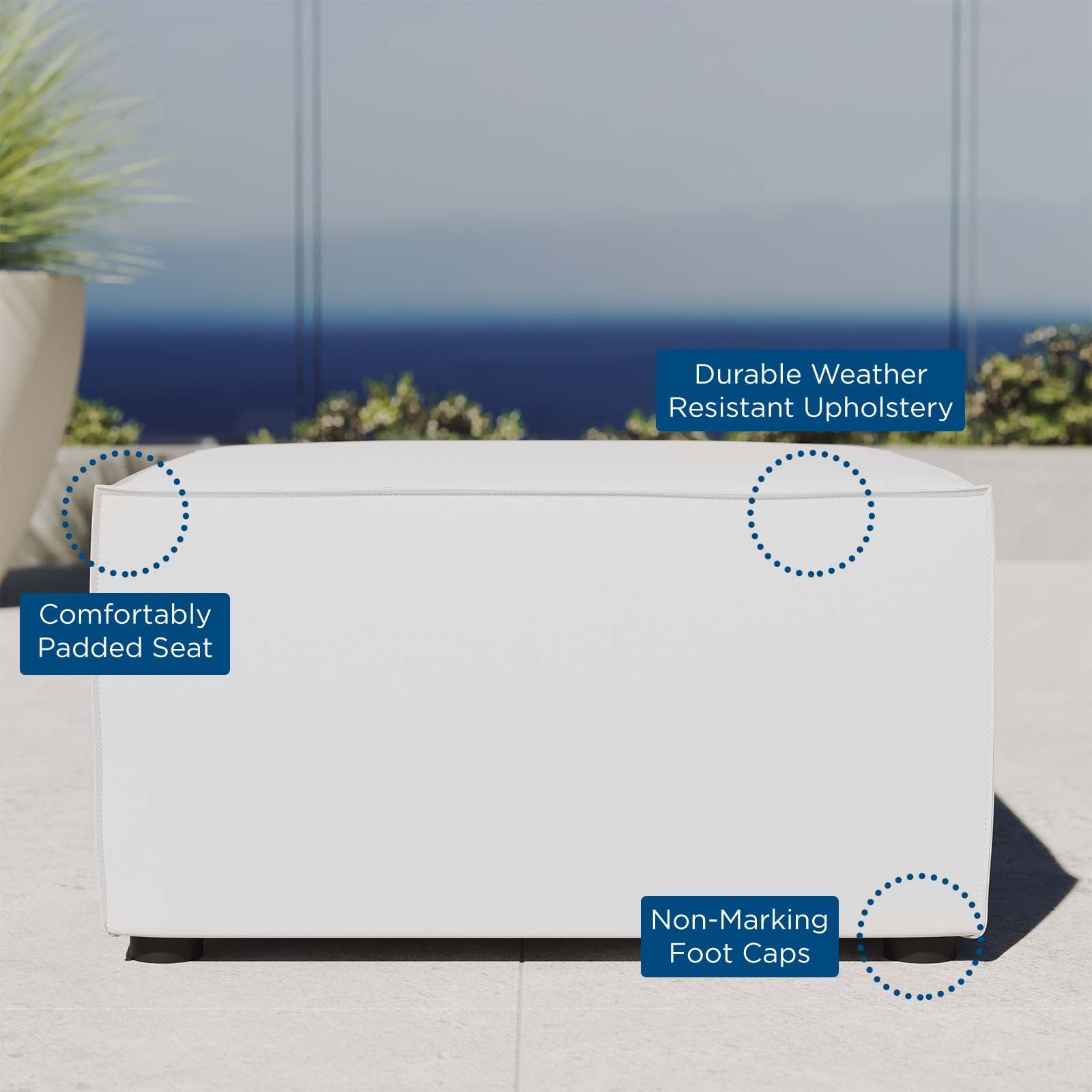 Modway Outdoor Ottomans - Saybrook Outdoor Patio Upholstered Sectional Sofa Ottoman White