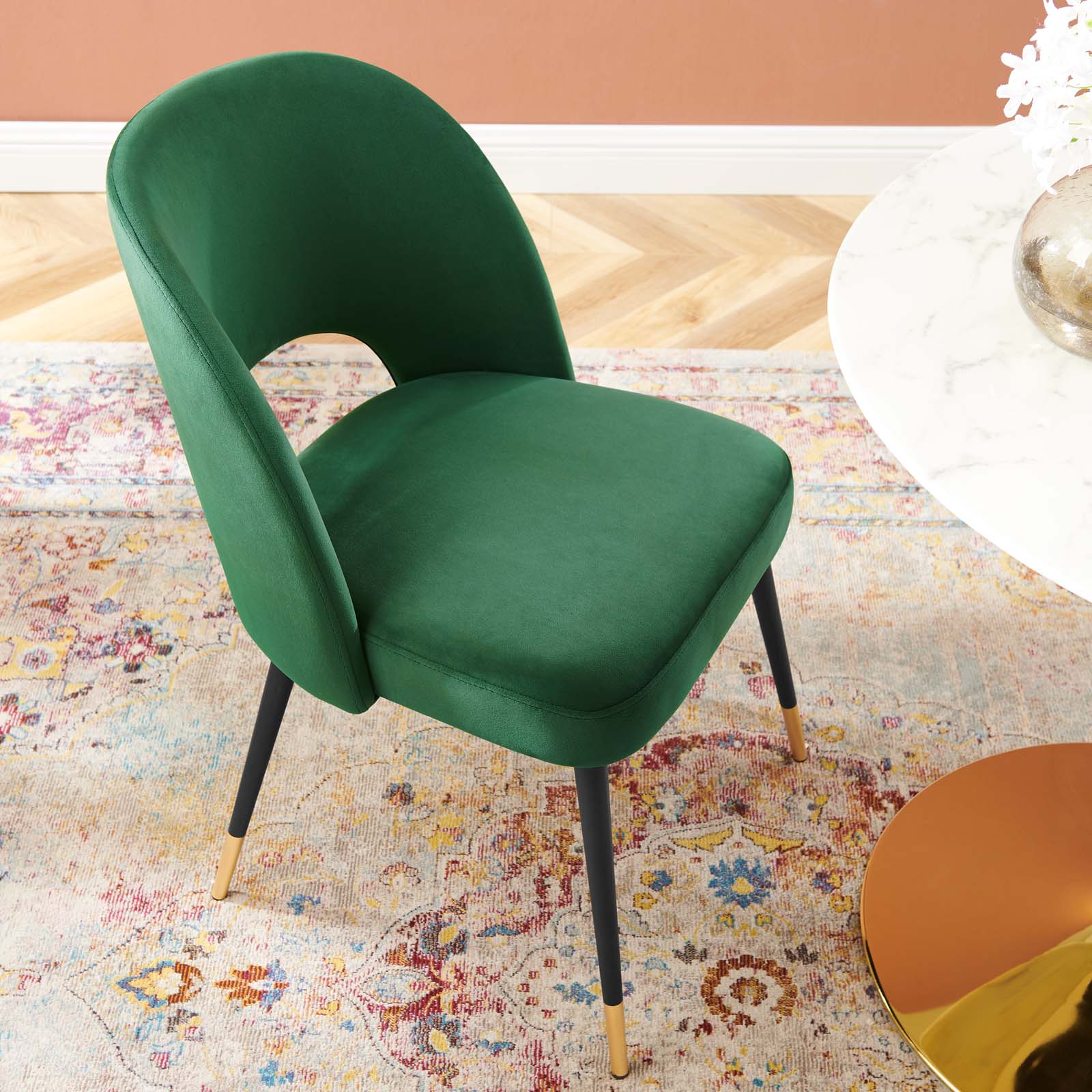 Modway Dining Chairs - Rouse Performance Velvet Dining Side Chair Emerald