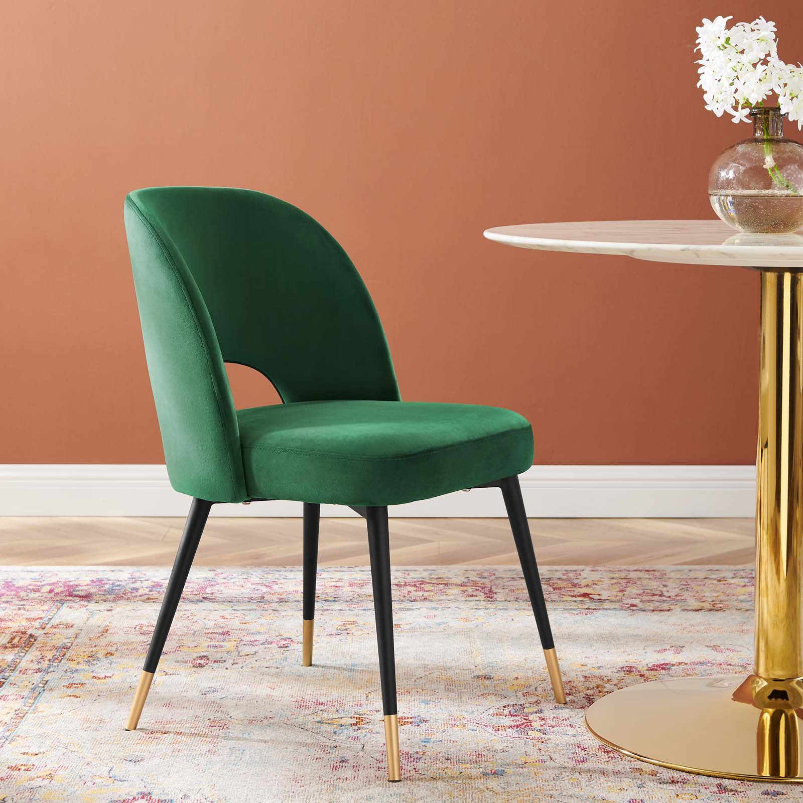 Modway Dining Chairs - Rouse Performance Velvet Dining Side Chair Emerald
