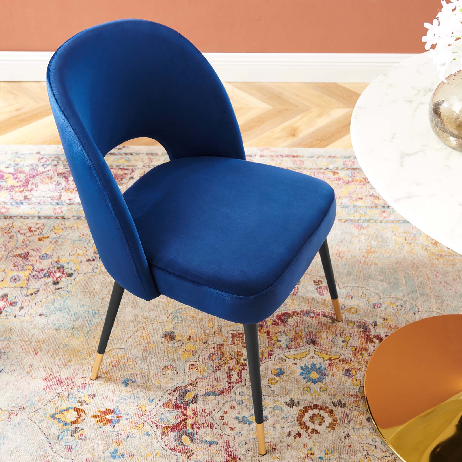 Modway Dining Chairs - Rouse Performance Velvet Dining Side Chair Navy