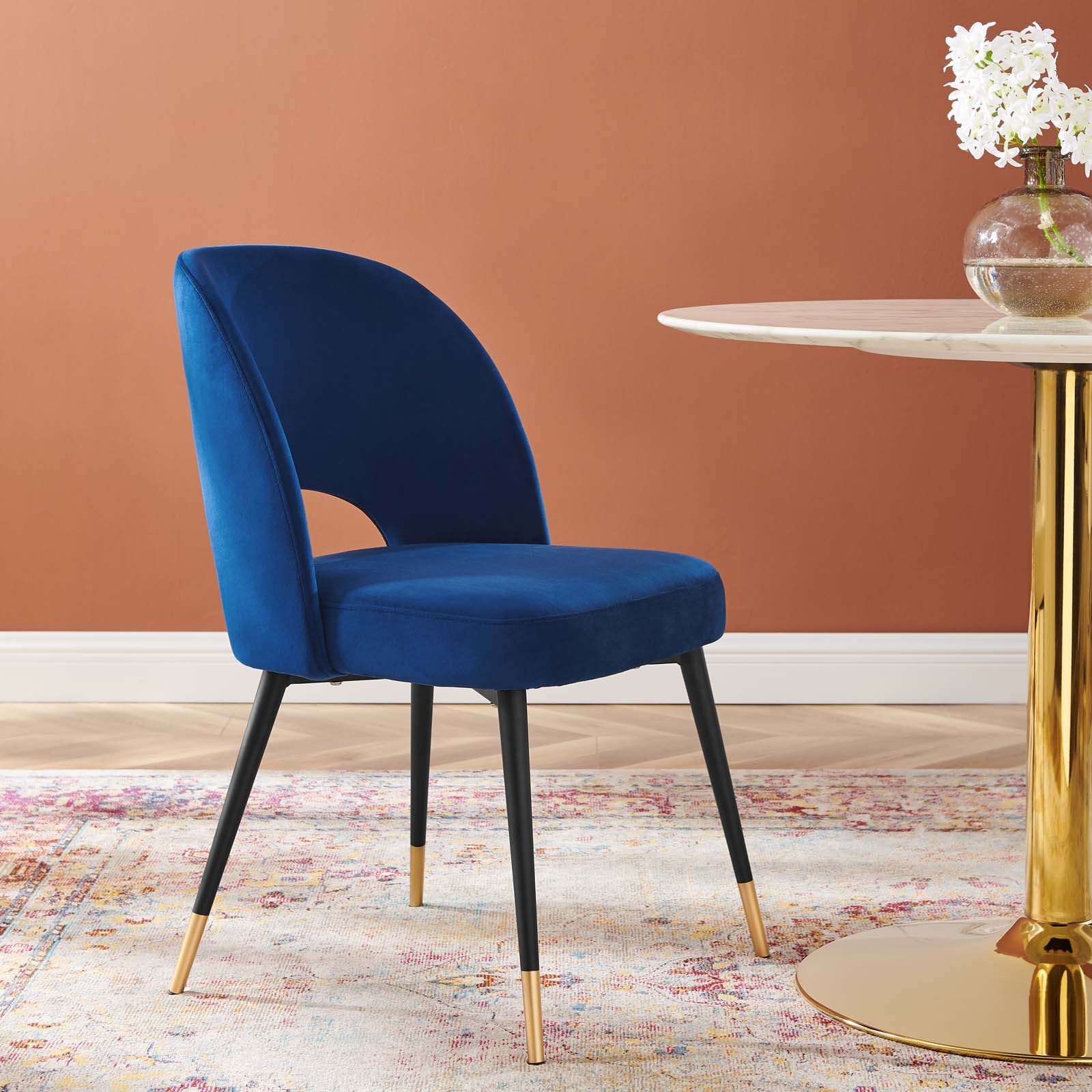 Modway Dining Chairs - Rouse Performance Velvet Dining Side Chair Navy