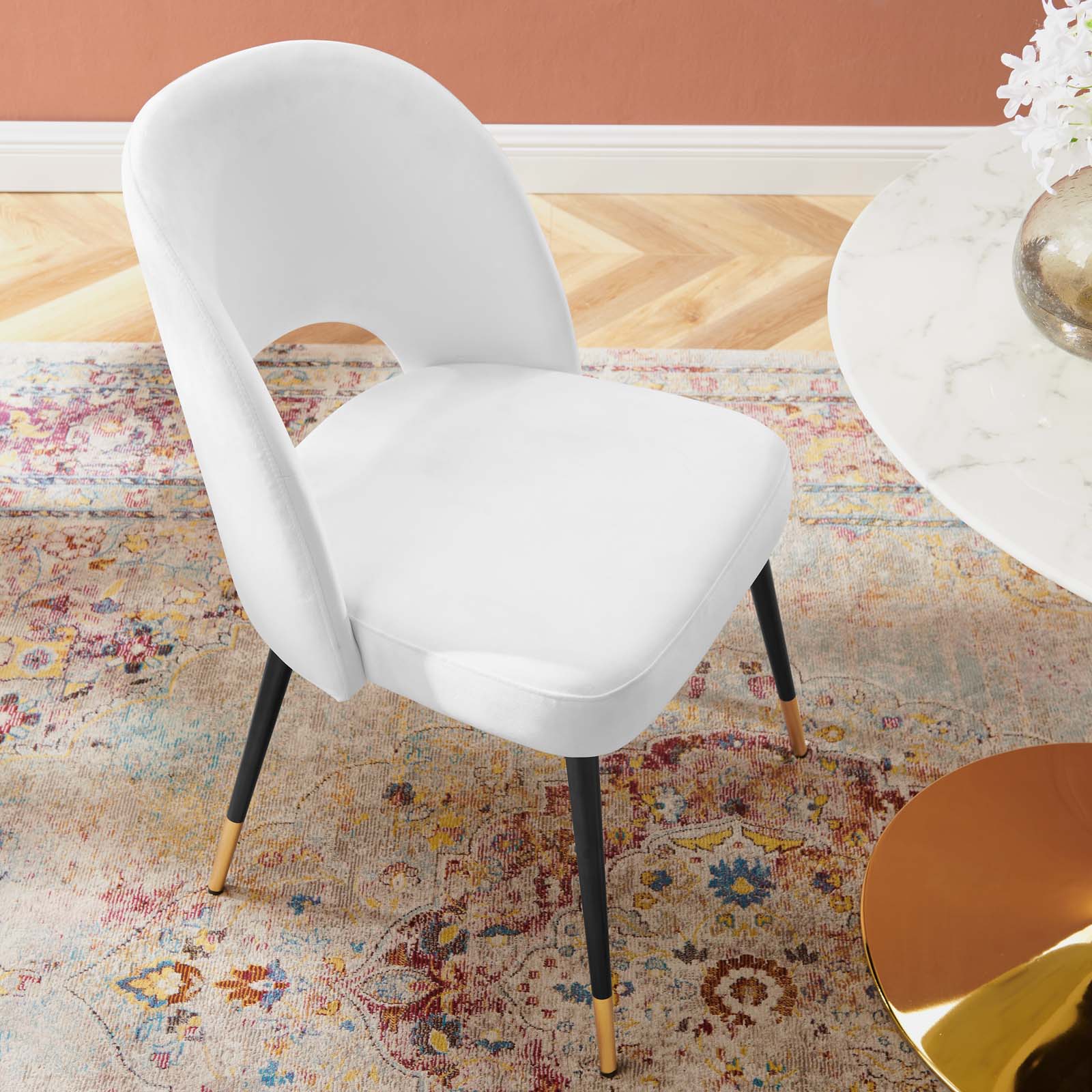 Modway Dining Chairs - Rouse Performance Velvet Dining Side Chair White