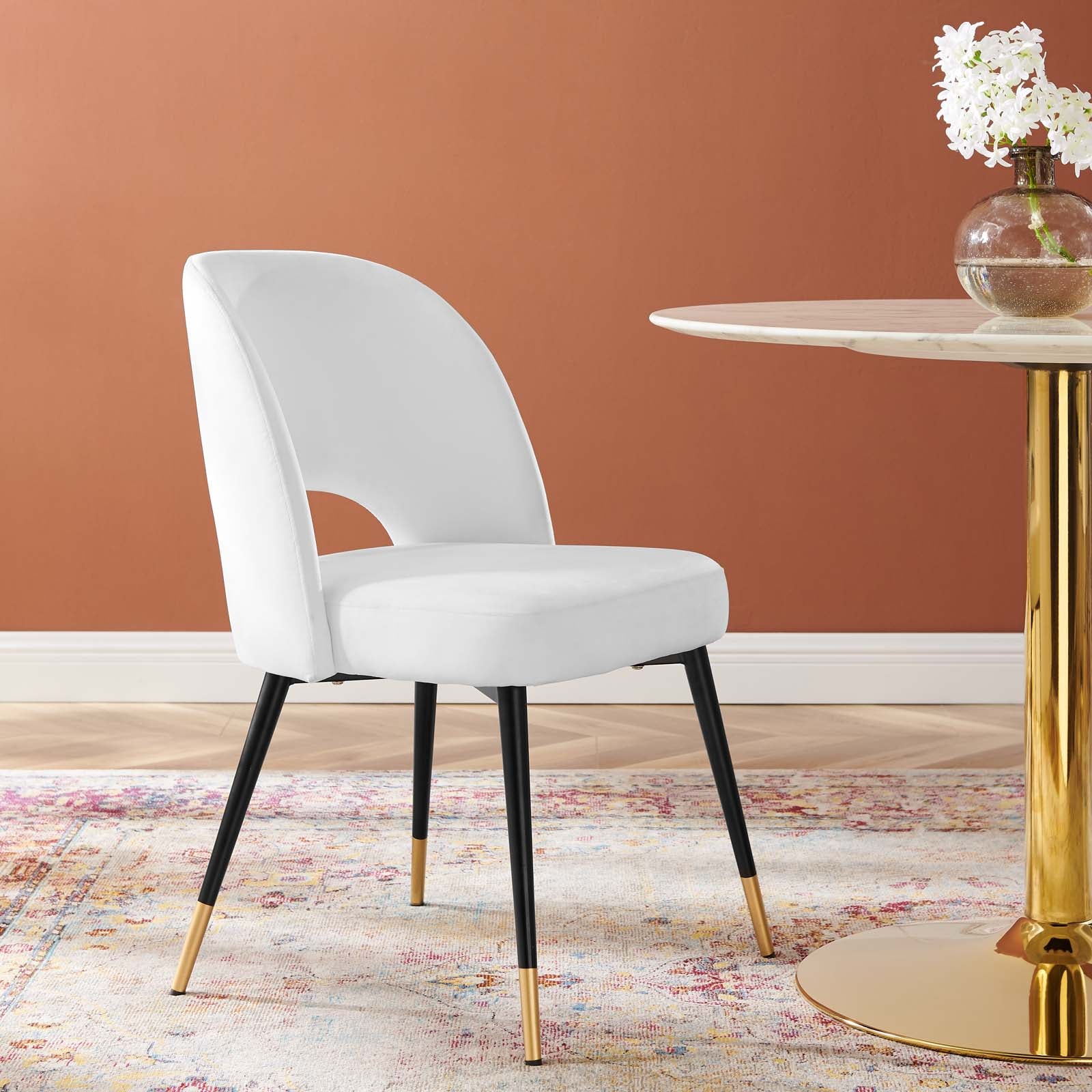Modway Dining Chairs - Rouse Performance Velvet Dining Side Chair White