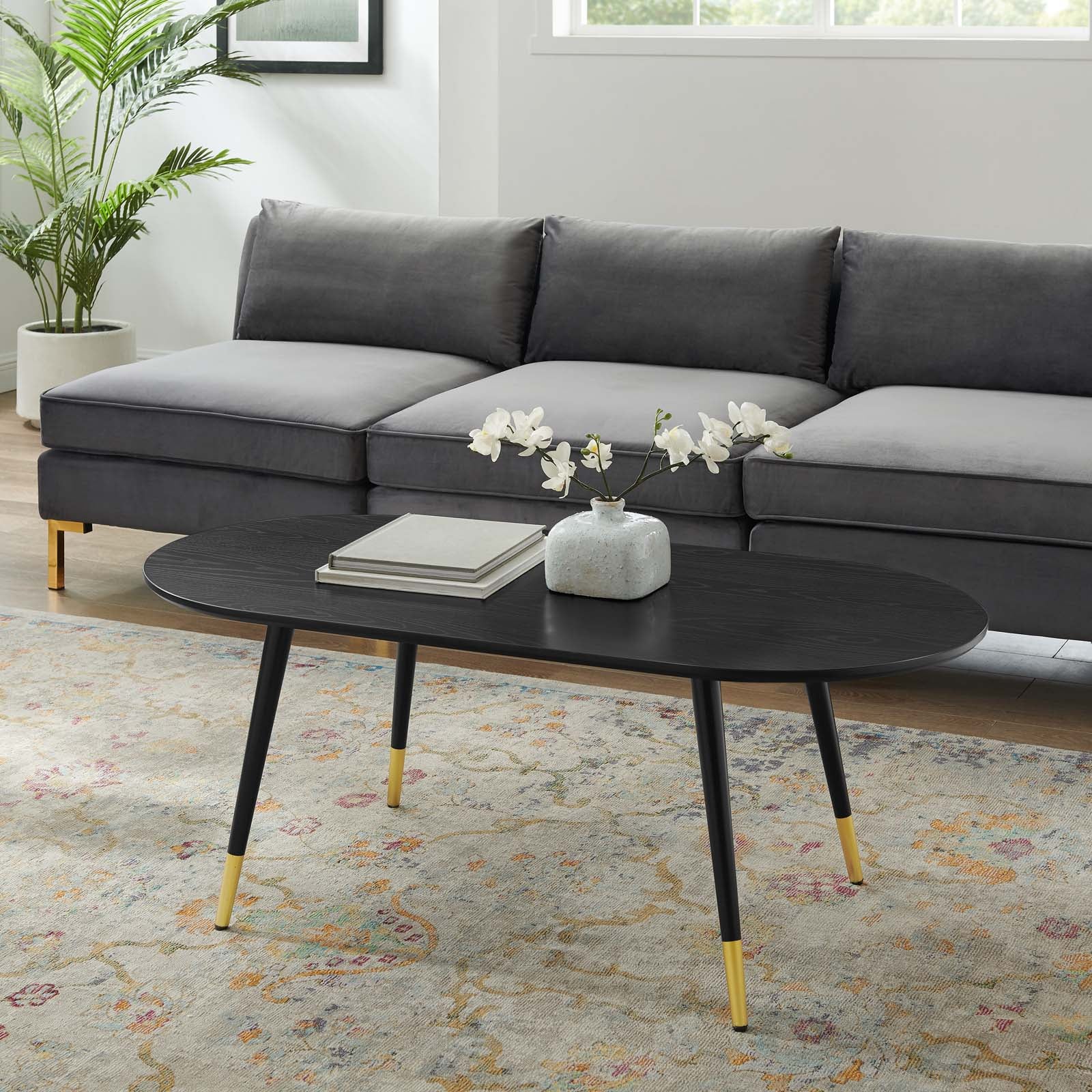 Modway Coffee Tables - Vigor-47"-Oval-Coffee-Table-Black