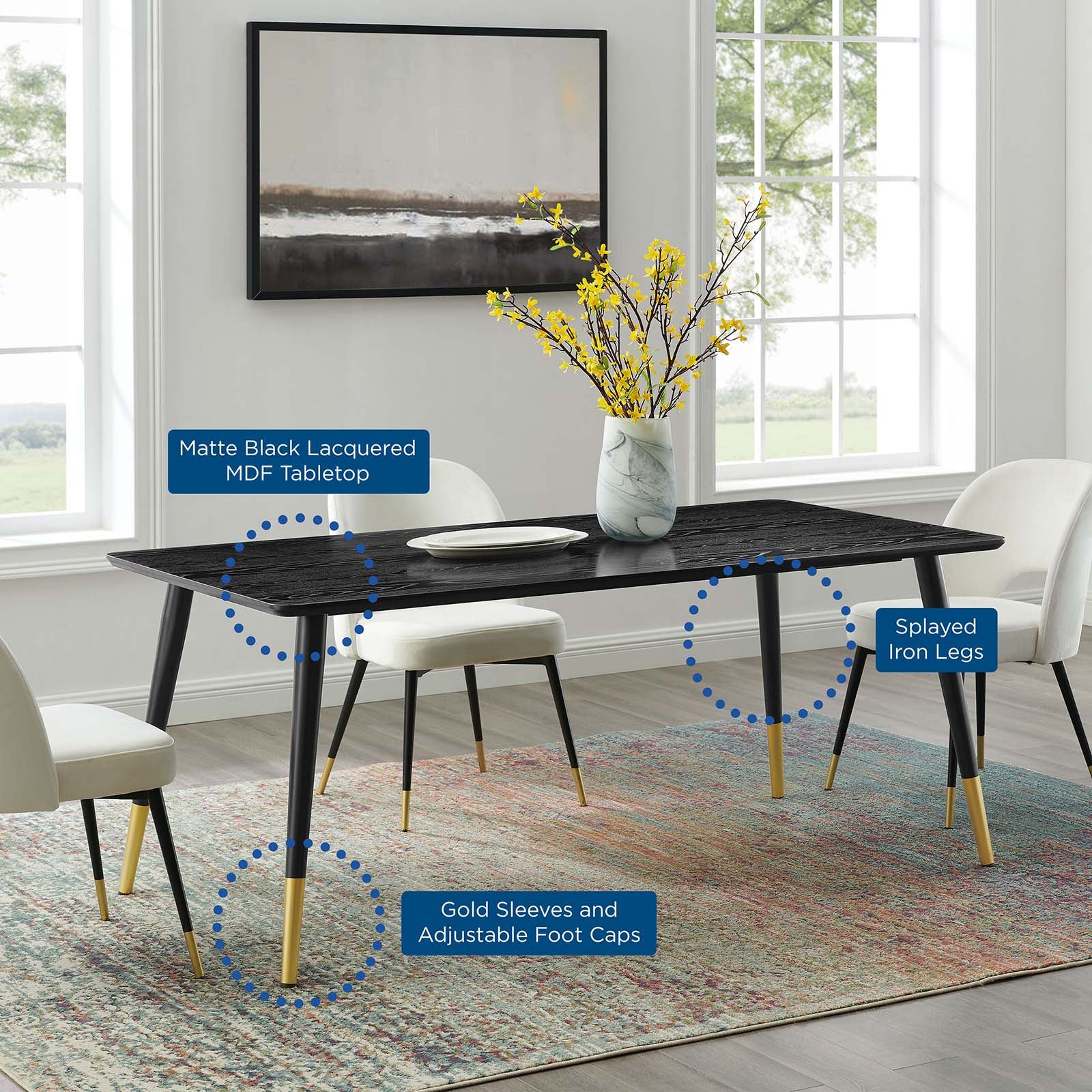Modway Dining Tables - Vigor Rectangular Dining Table Black