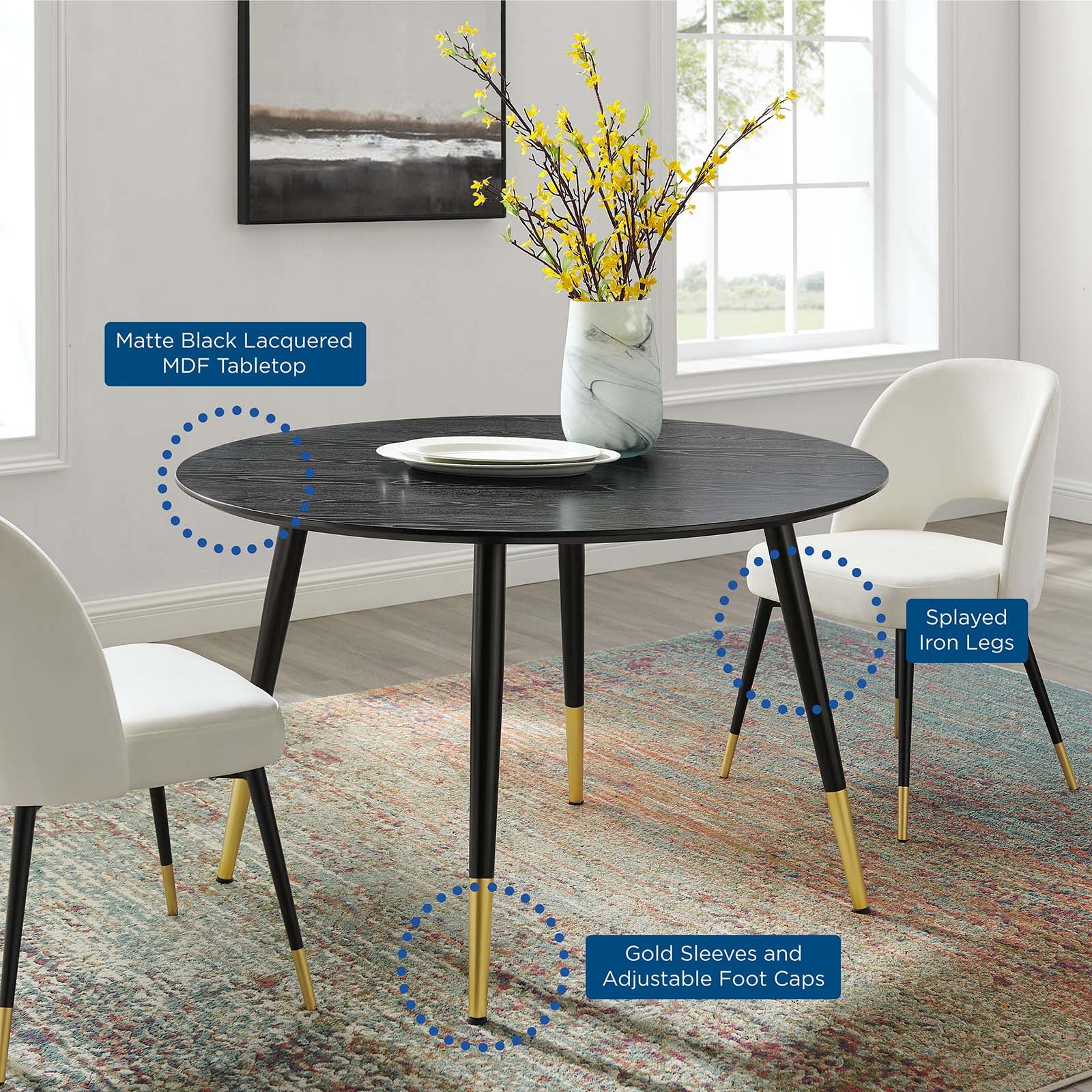 Modway Dining Tables - Vigor Round Dining Table Black