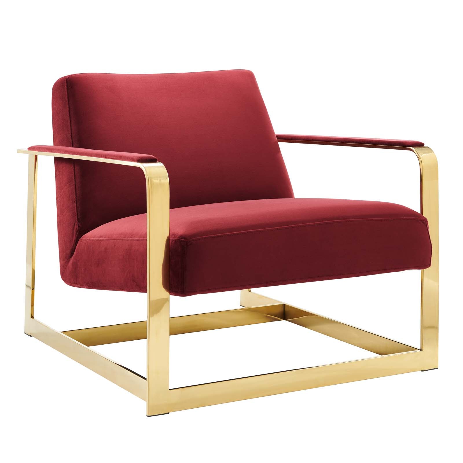 Modway Chairs - Seg Performance Velvet Accent Chair Gold Maroon