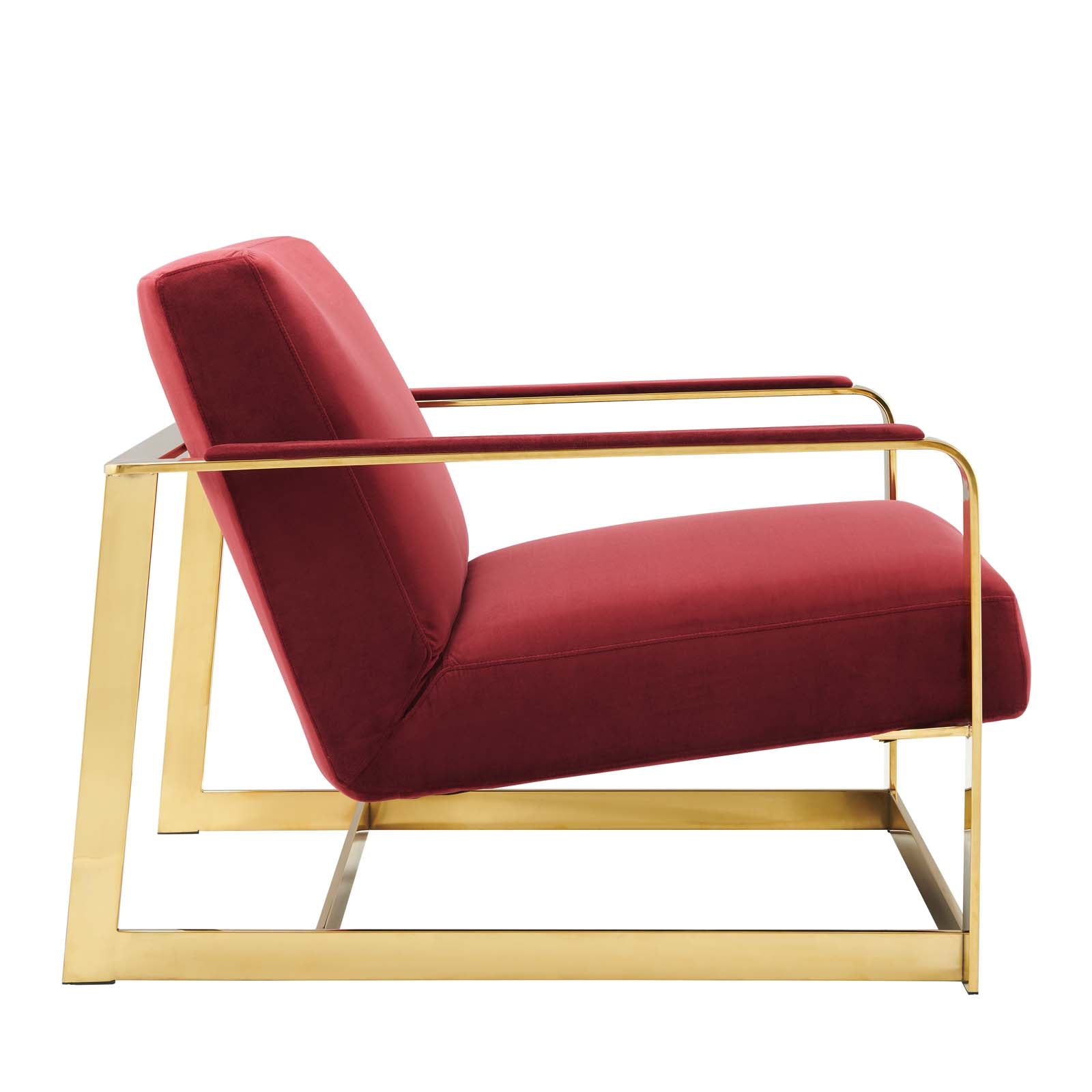Modway Chairs - Seg Performance Velvet Accent Chair Gold Maroon
