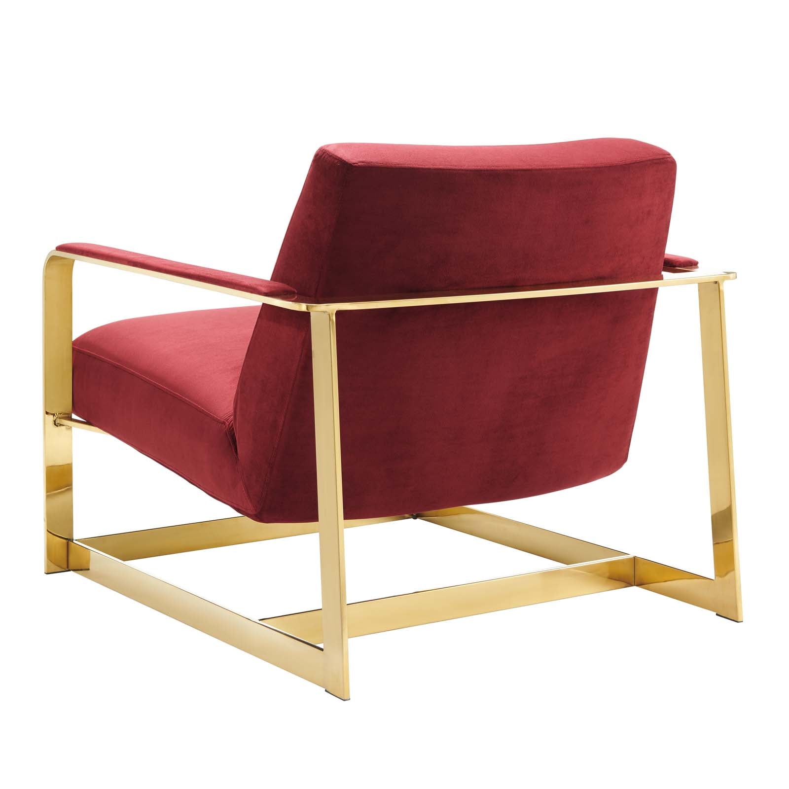 Modway Chairs - Seg Performance Velvet Accent Chair Gold Maroon