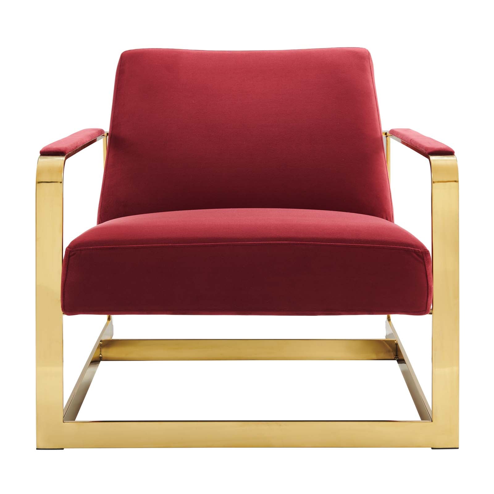 Modway Chairs - Seg Performance Velvet Accent Chair Gold Maroon