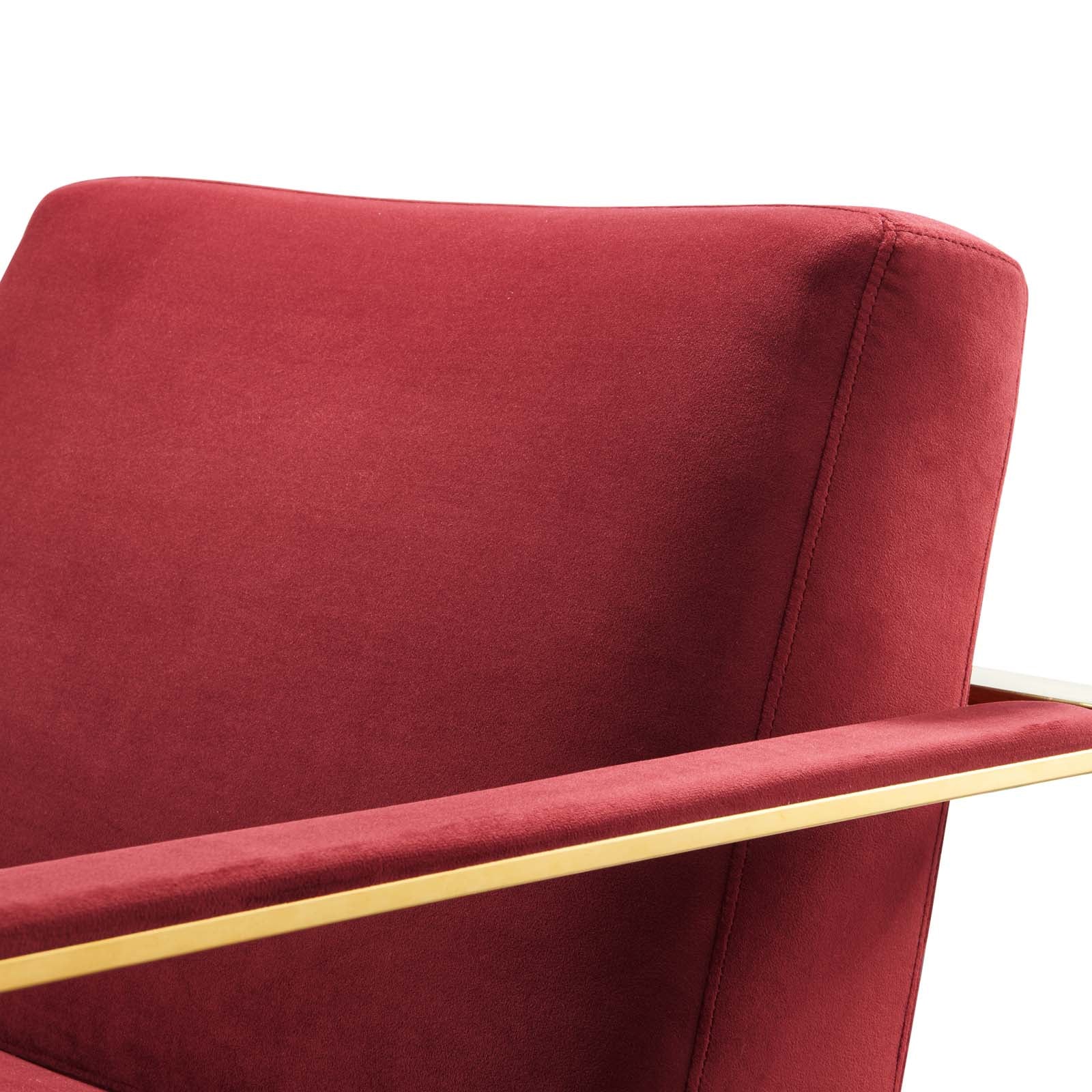 Modway Chairs - Seg Performance Velvet Accent Chair Gold Maroon