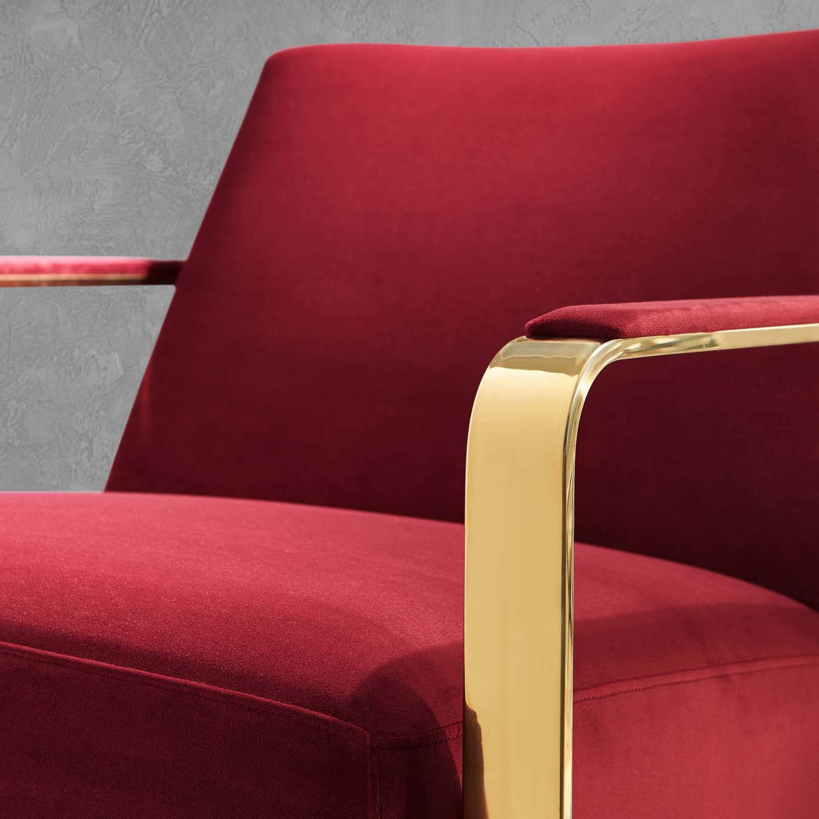 Modway Chairs - Seg Performance Velvet Accent Chair Gold Maroon