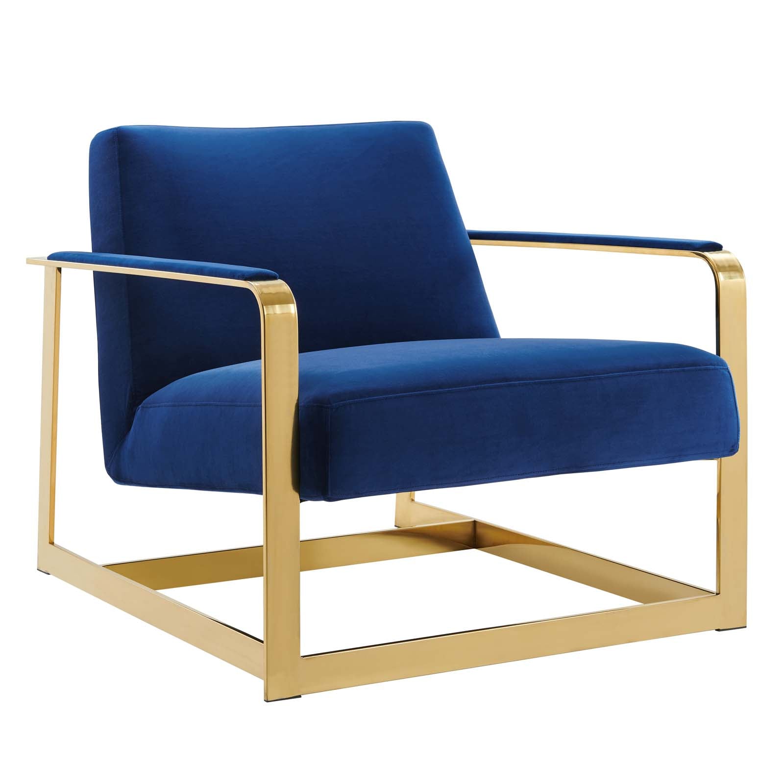 Modway Chairs - Seg Performance Velvet Accent Chair Gold Navy