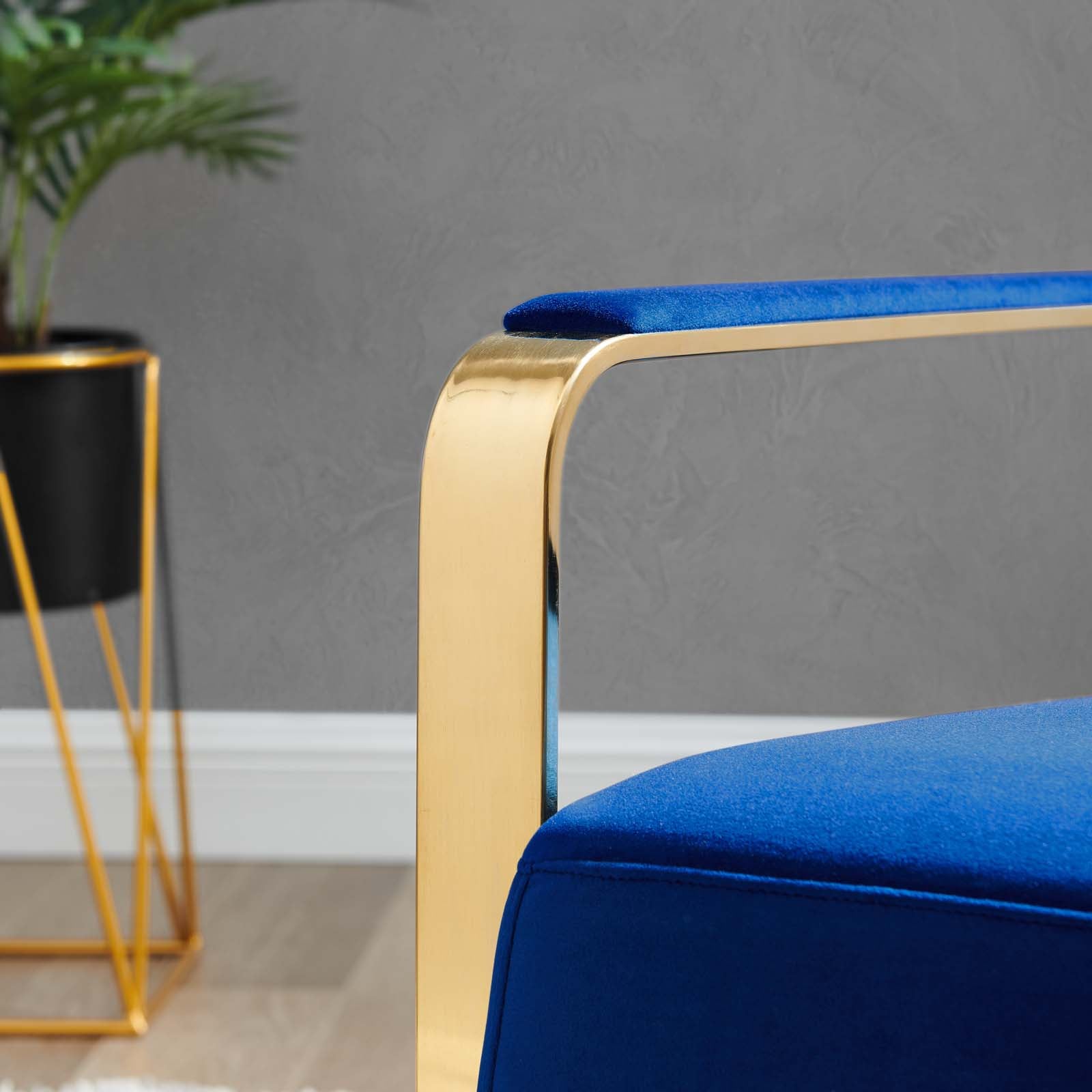 Modway Chairs - Seg Performance Velvet Accent Chair Gold Navy