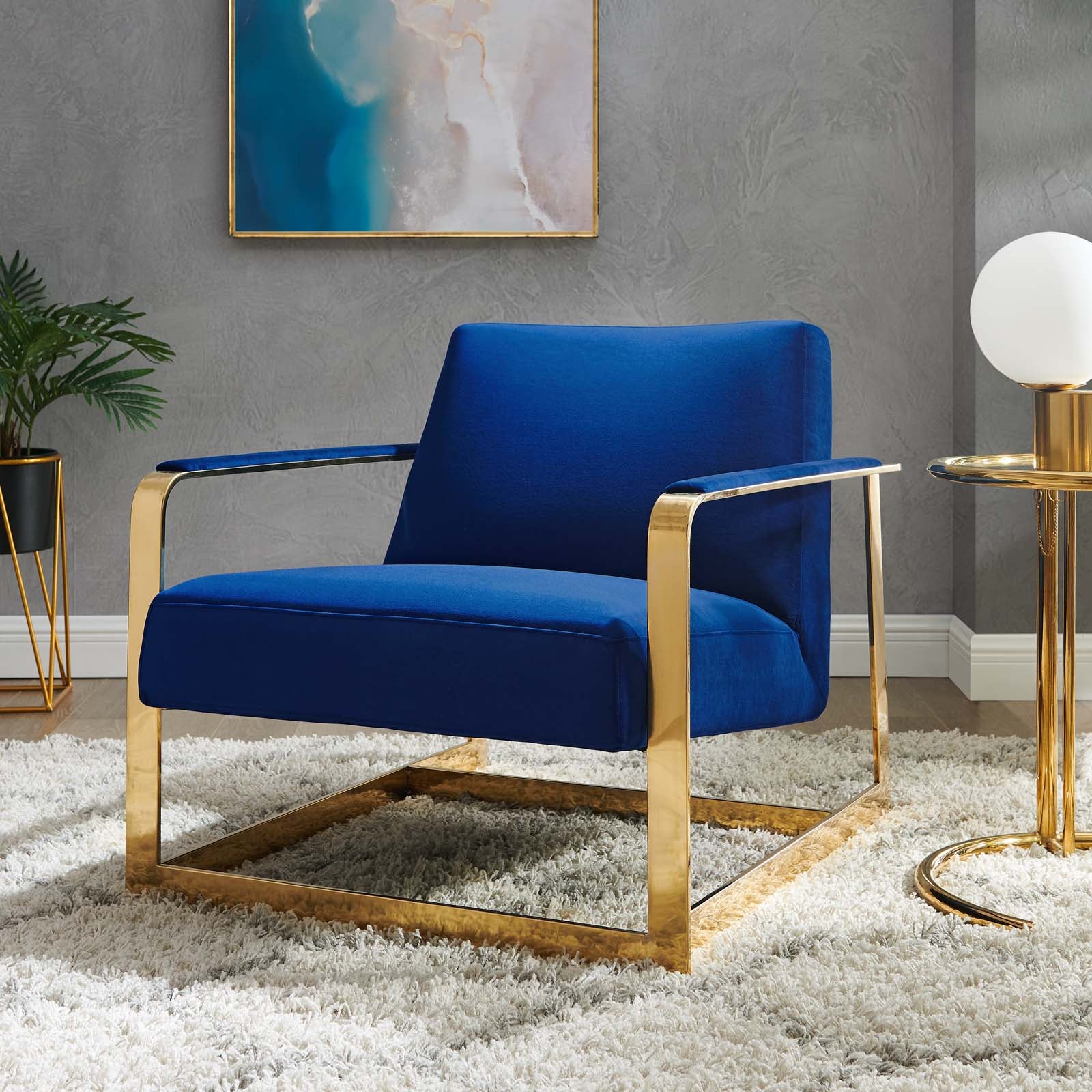 Navy and gold accent chair deals