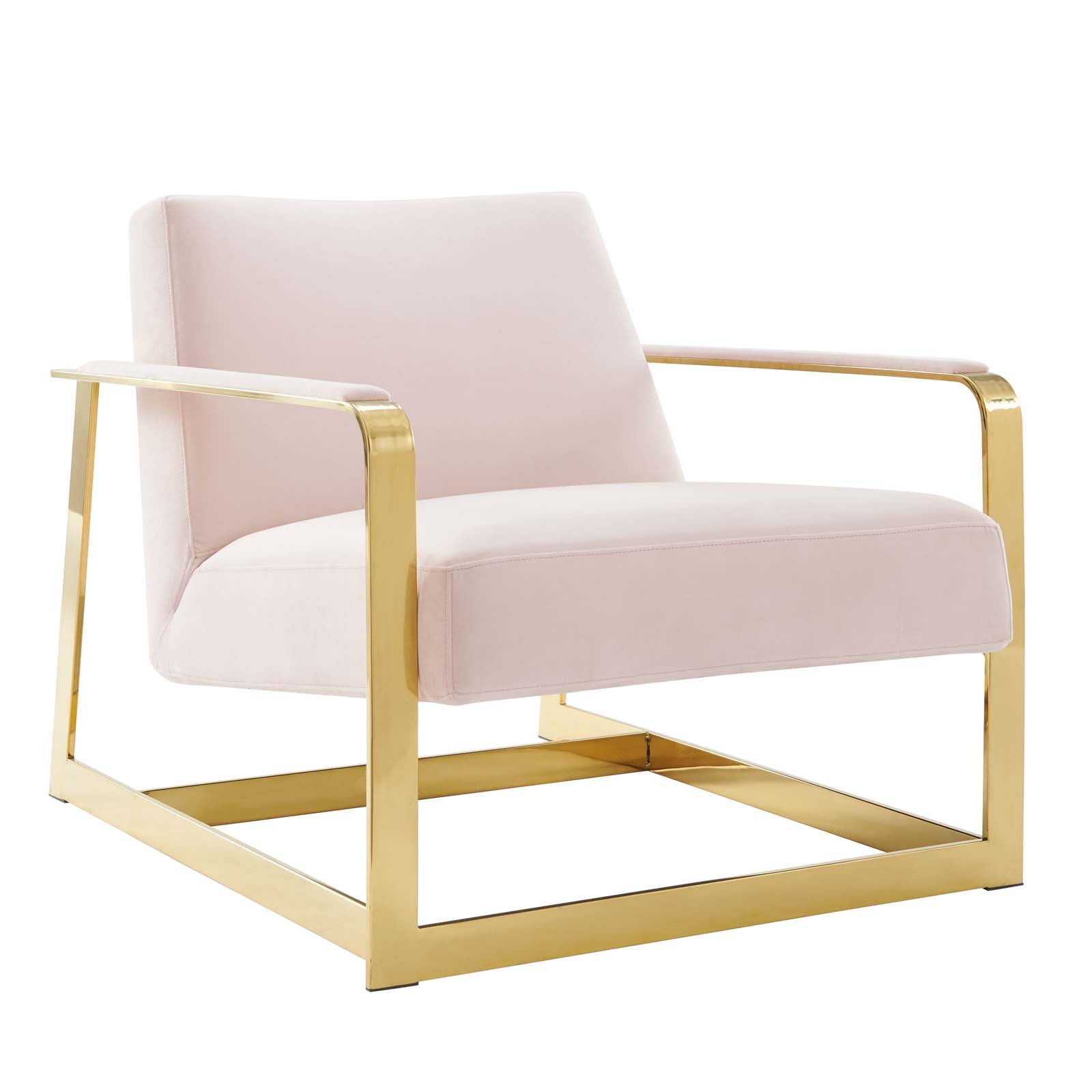 Modway Chairs - Seg Performance Velvet Accent Chair Gold Pink