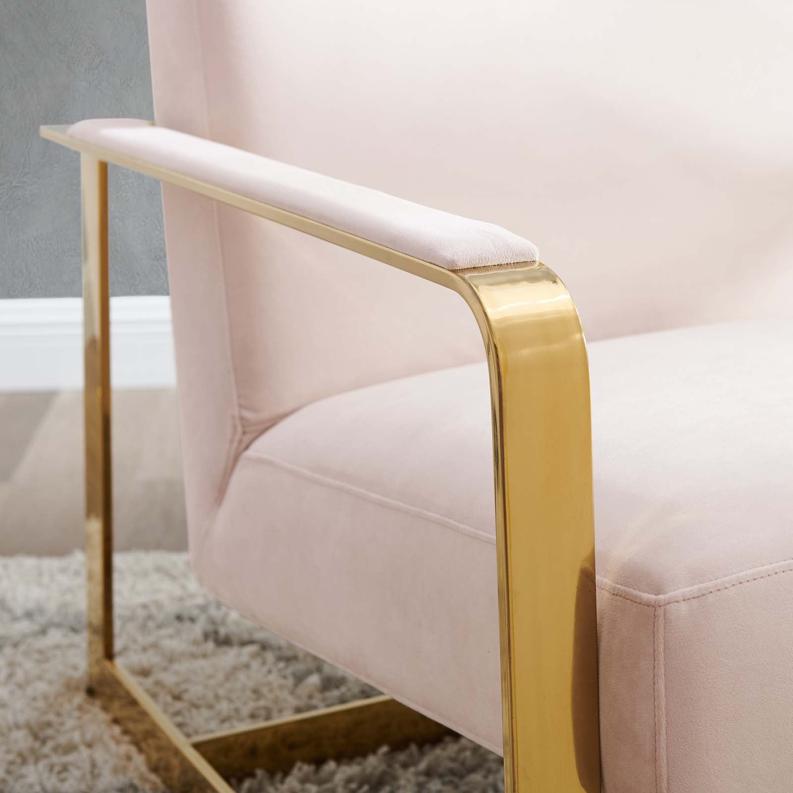 Modway Chairs - Seg Performance Velvet Accent Chair Gold Pink