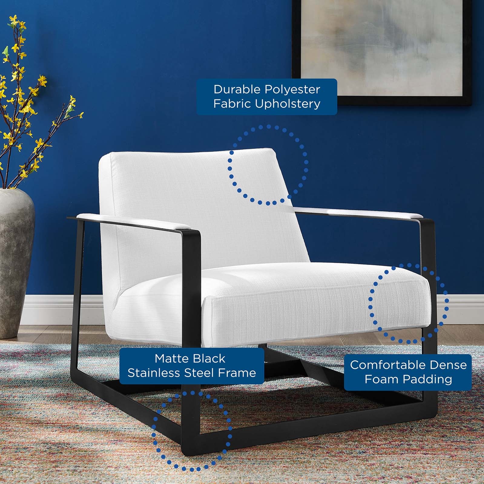 Modway Chairs - Seg Upholstered Accent Chair Black White