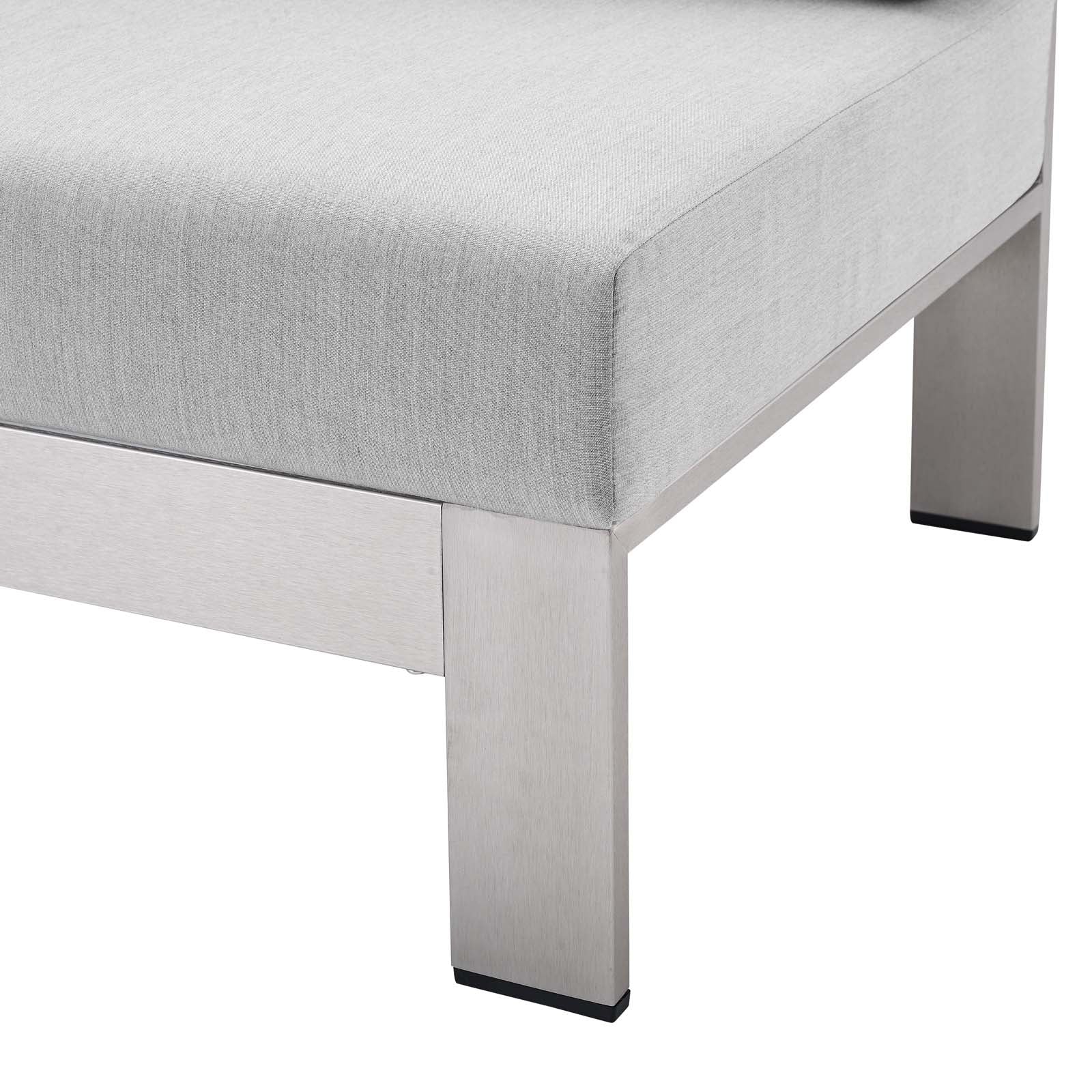 Modway Outdoor Sofas - Shore Sunbrella Fabric Aluminum Outdoor Patio Left-Arm Loveseat Silver Gray