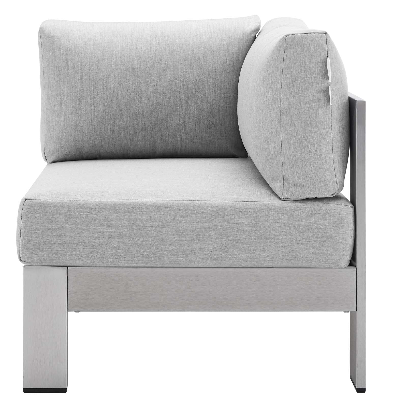 Modway Outdoor Sofas - Shore-Sunbrella¨-Fabric-Aluminum-Outdoor-Patio-Corner-Sofa-Silver-Gray