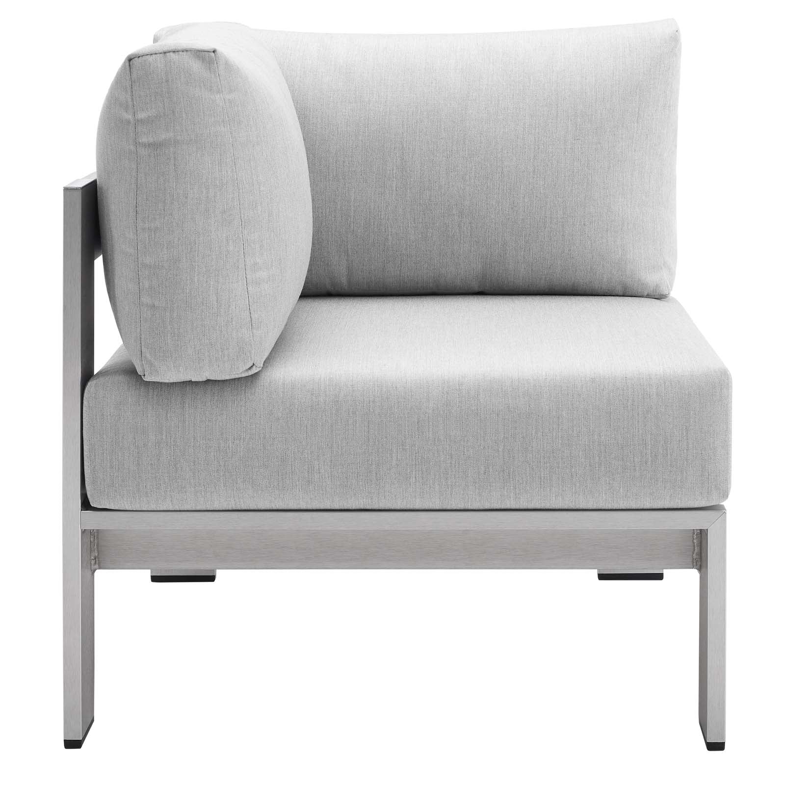 Modway Outdoor Sofas - Shore-Sunbrella¨-Fabric-Aluminum-Outdoor-Patio-Corner-Sofa-Silver-Gray