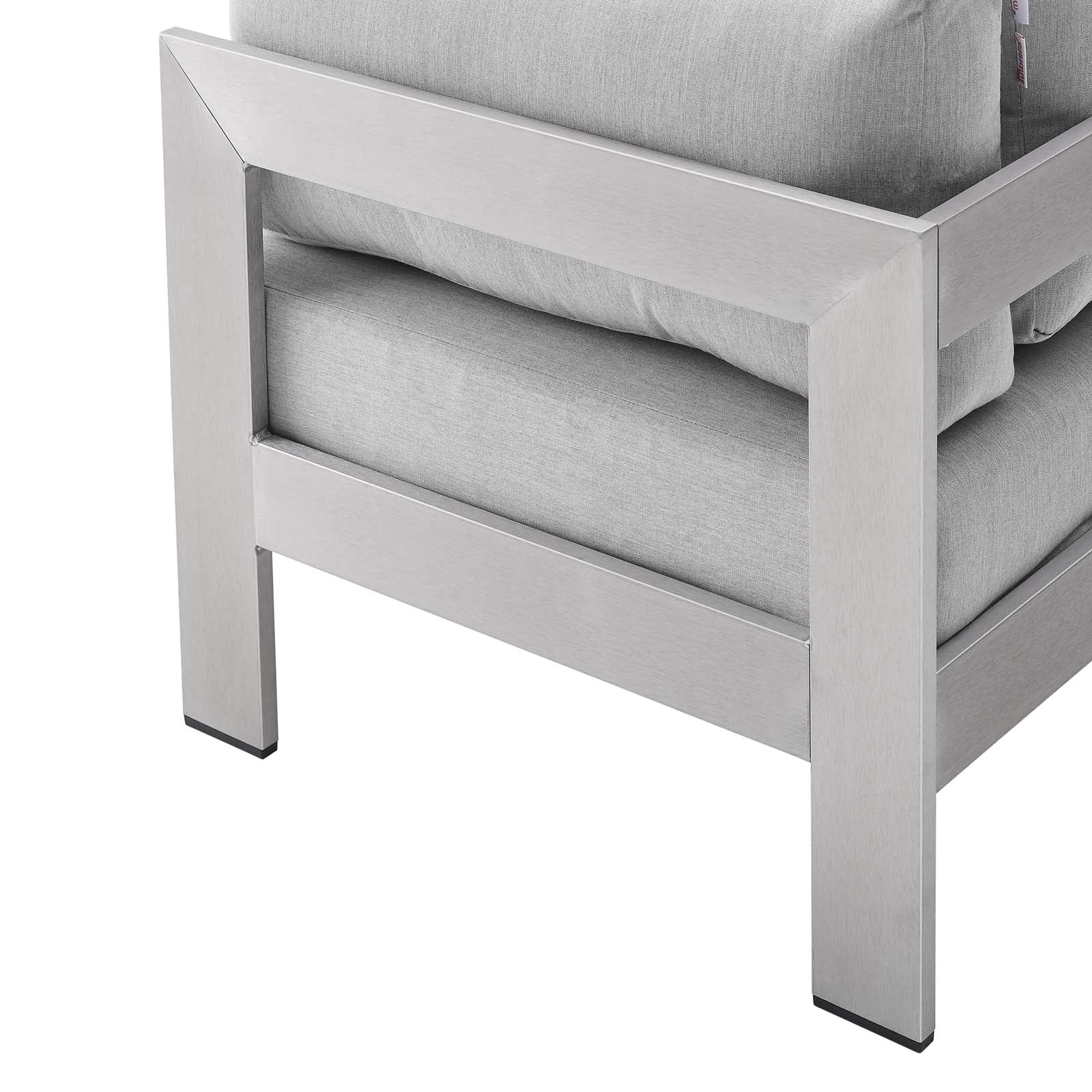 Modway Outdoor Sofas - Shore-Sunbrella¨-Fabric-Aluminum-Outdoor-Patio-Corner-Sofa-Silver-Gray