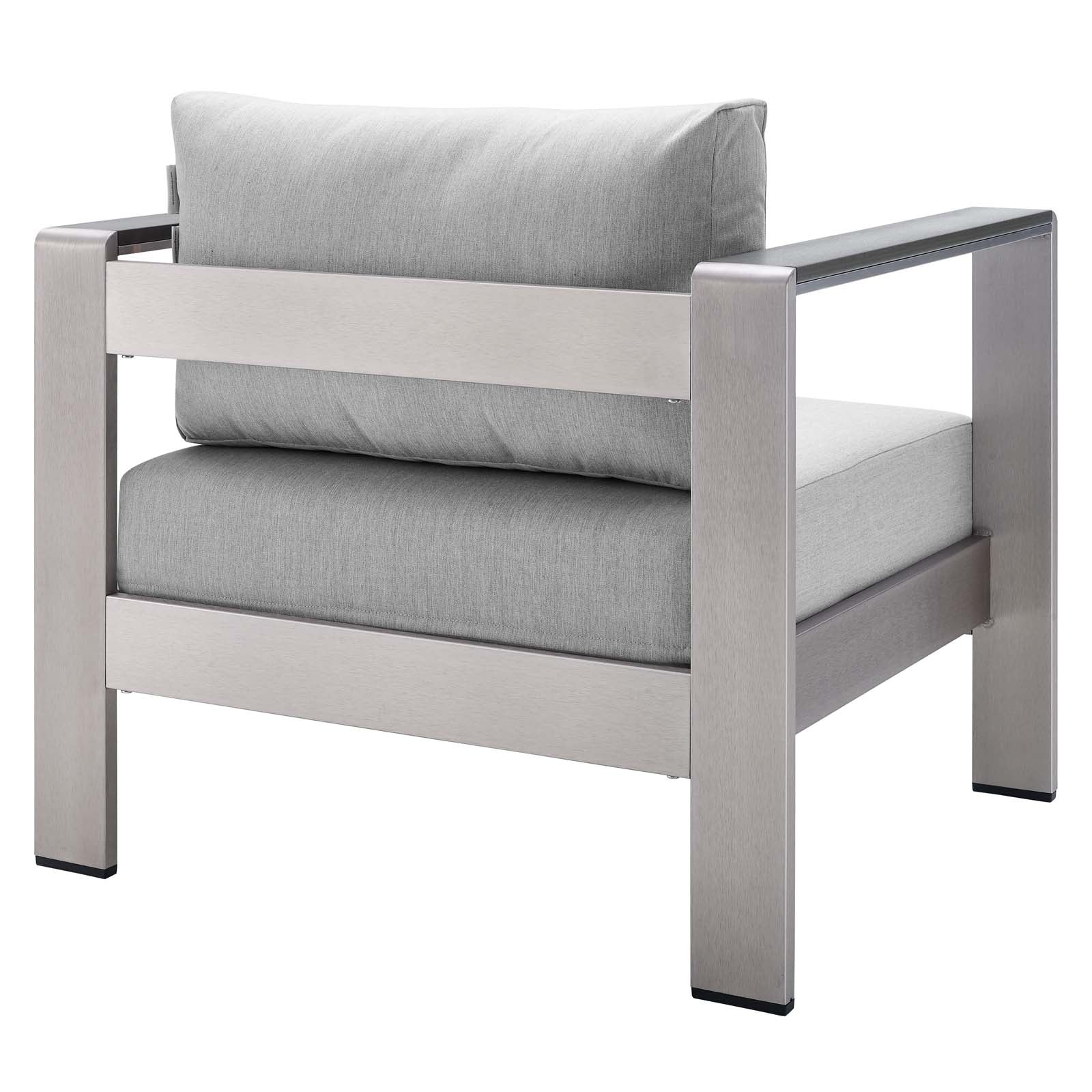 Modway Outdoor Chairs - Shore Sunbrella Fabric Aluminum Outdoor Patio Armchair Silver Gray