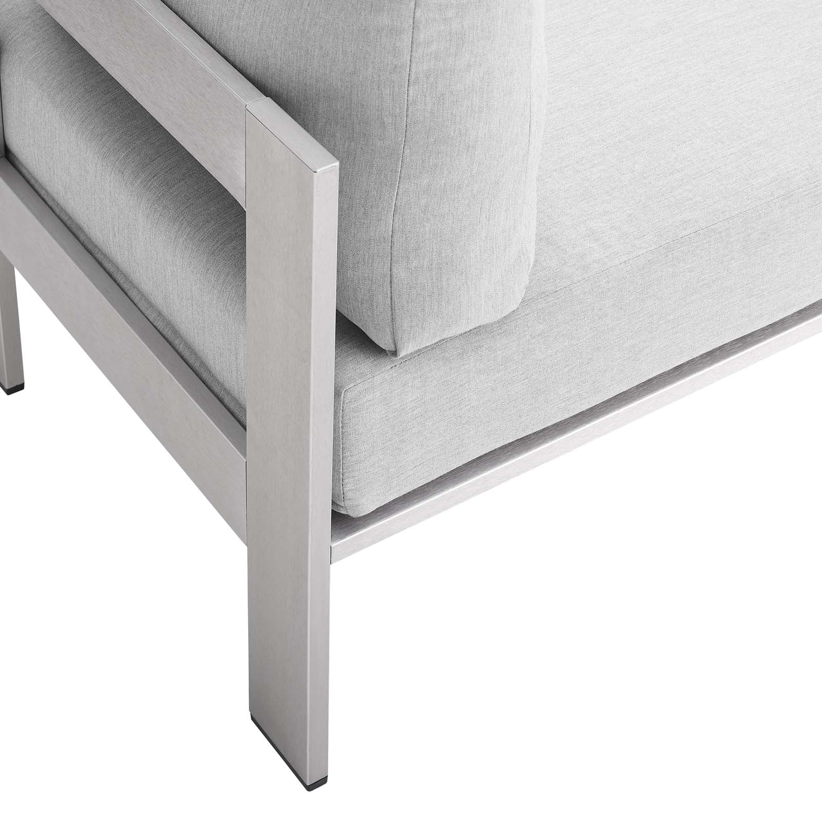 Modway Outdoor Chairs - Shore Sunbrella Fabric Aluminum Outdoor Patio Armless Chair Silver Gray