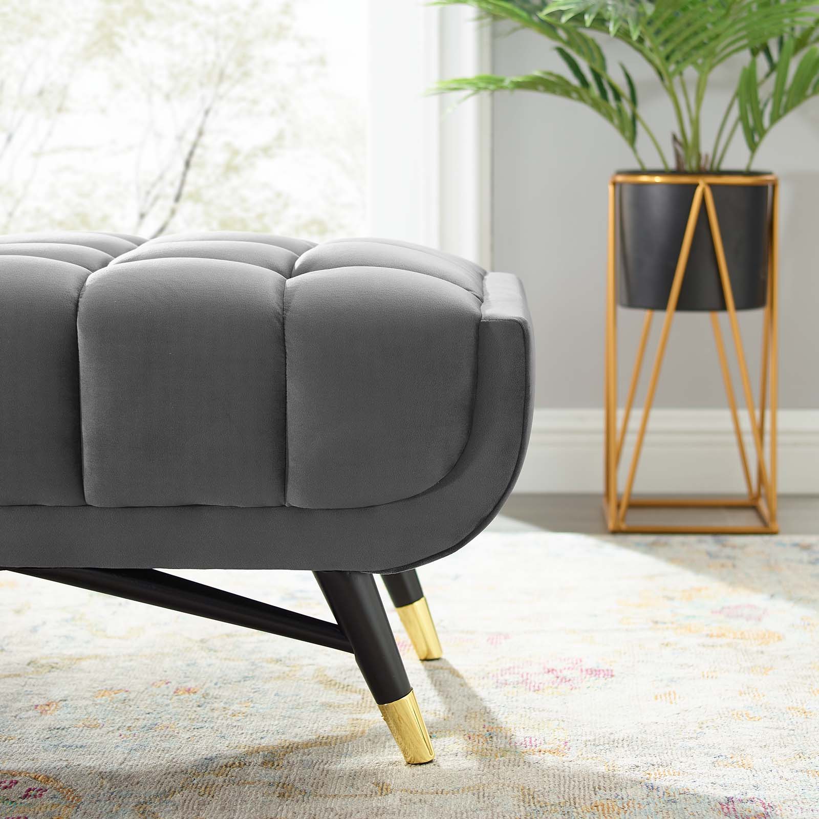 Modway Benches - Adept 60" Performance Velvet Bench Gray
