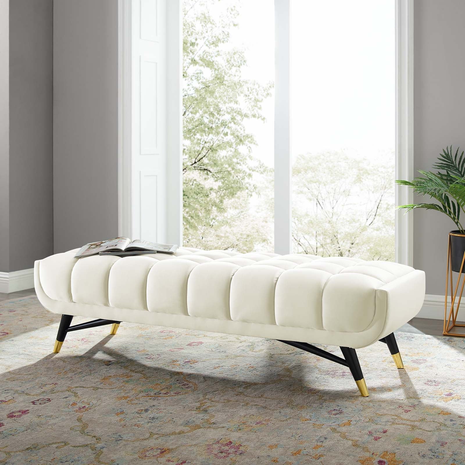 Modway Benches - Adept 60" Performance Velvet Bench Ivory