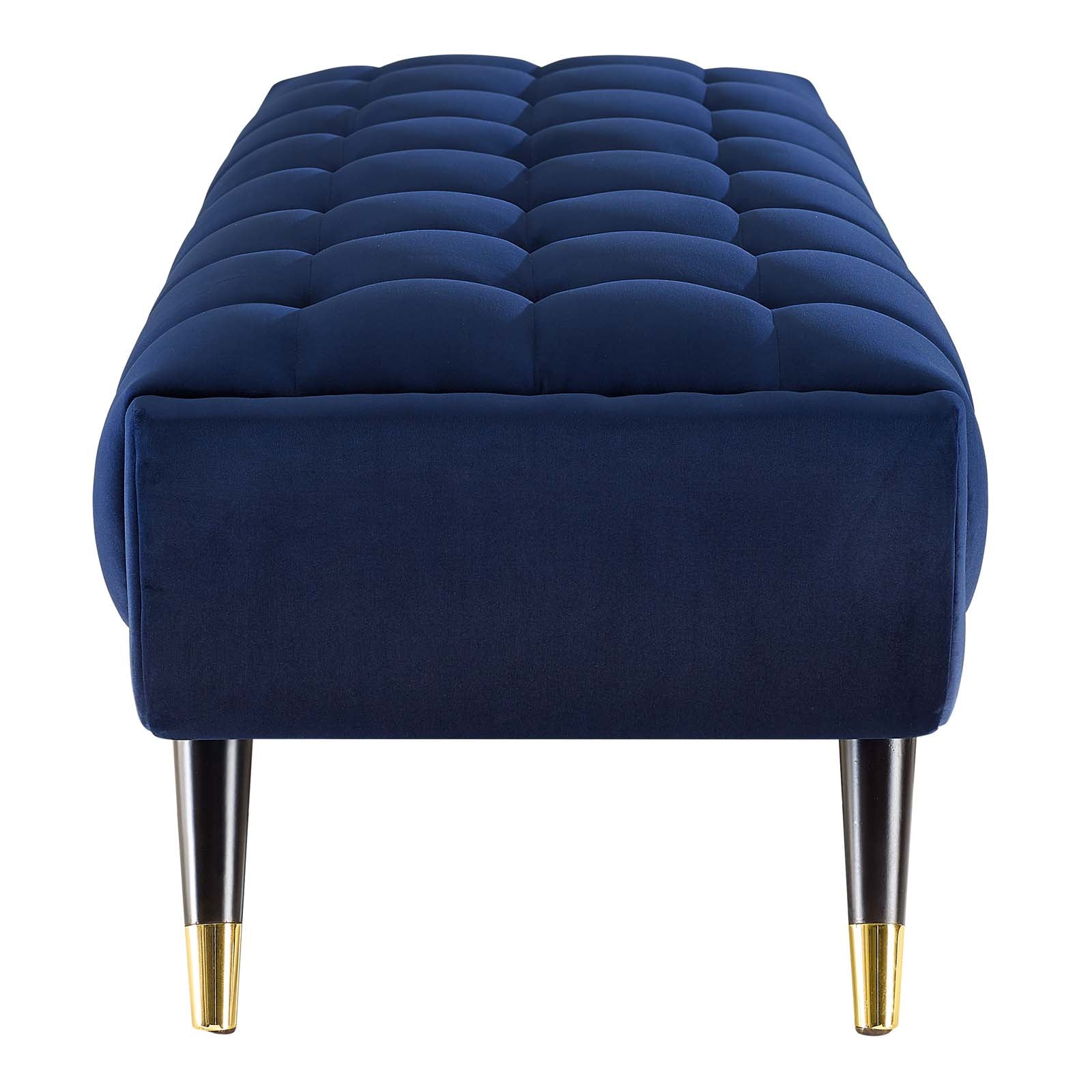 Modway Benches - Adept 60" Performance Velvet Bench Midnight Blue