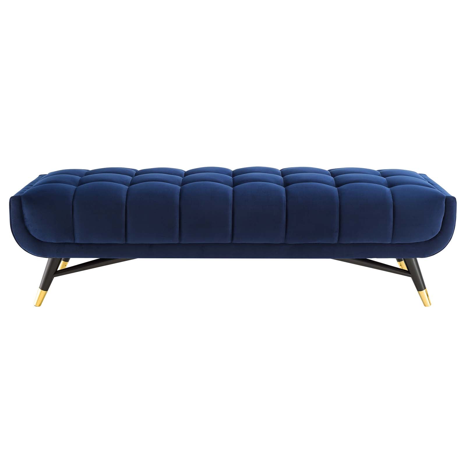Modway Benches - Adept 60" Performance Velvet Bench Midnight Blue