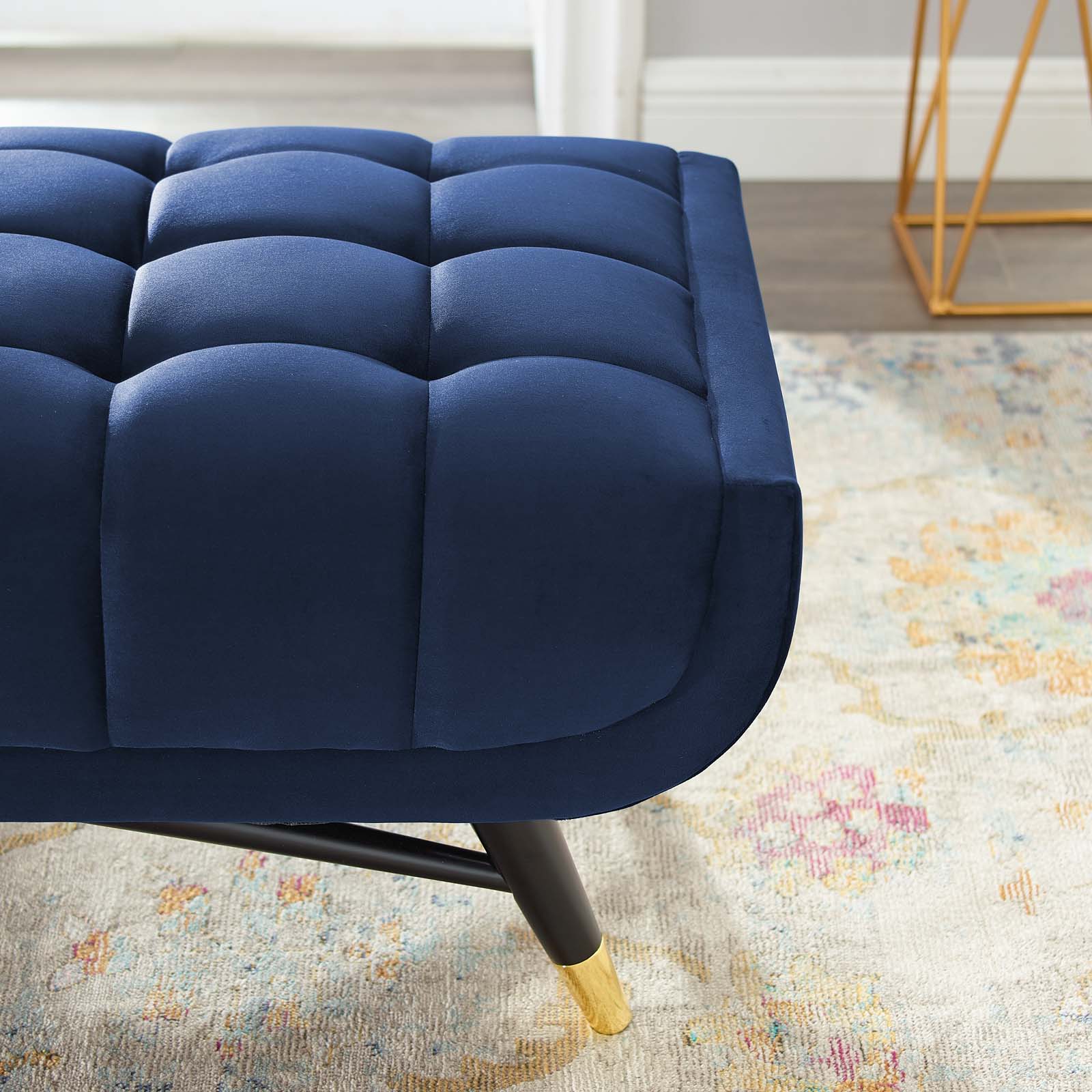 Modway Benches - Adept 60" Performance Velvet Bench Midnight Blue
