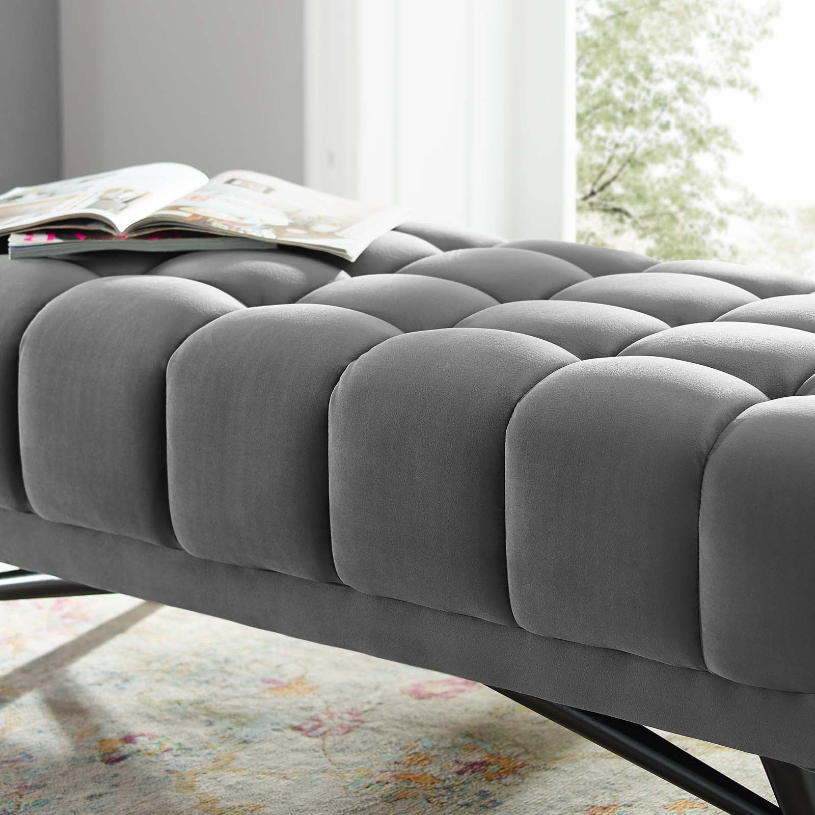 Modway Benches - Adept 47.5" Performance Velvet Bench Gray