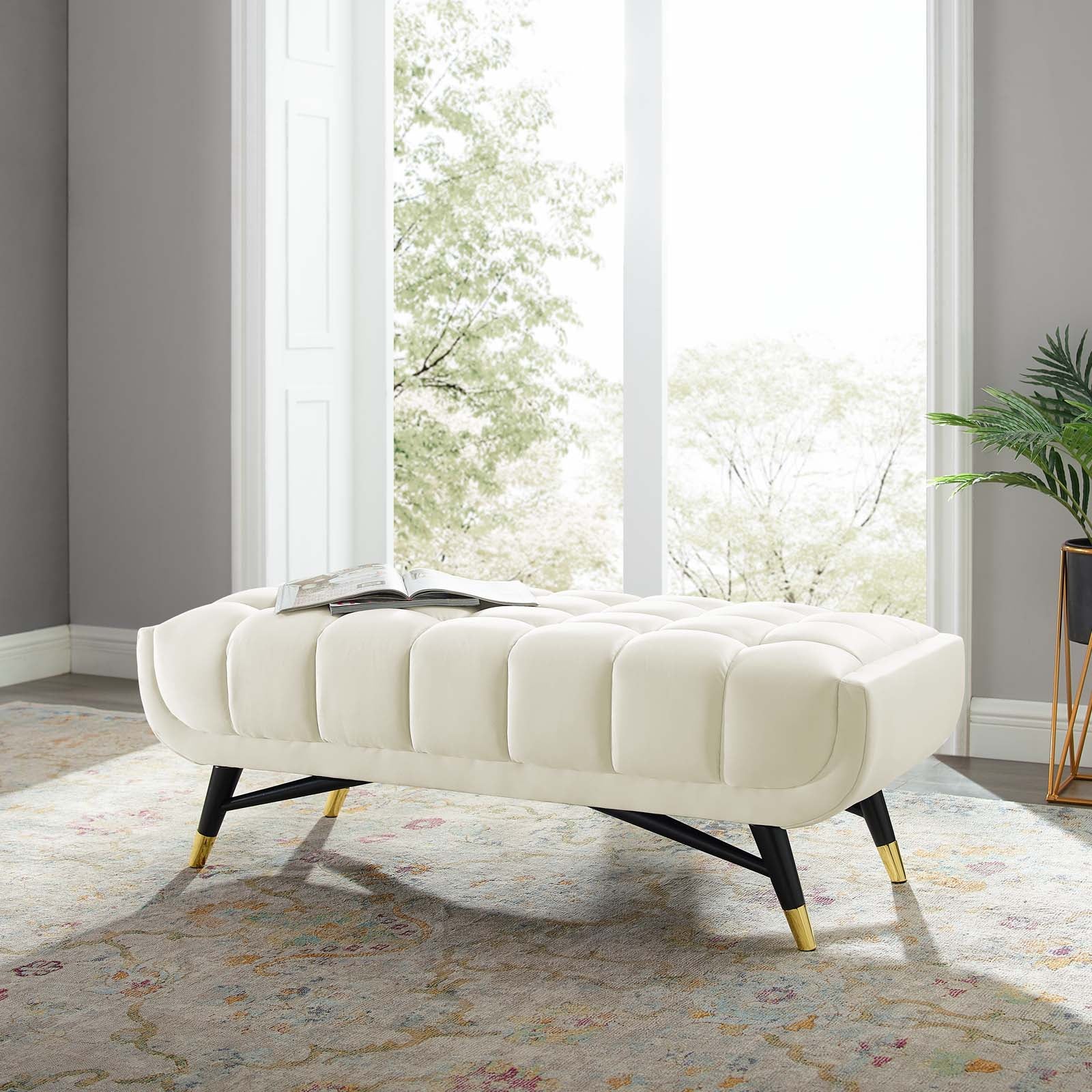Modway Benches - Adept 47.5" Performance Velvet Bench Ivory