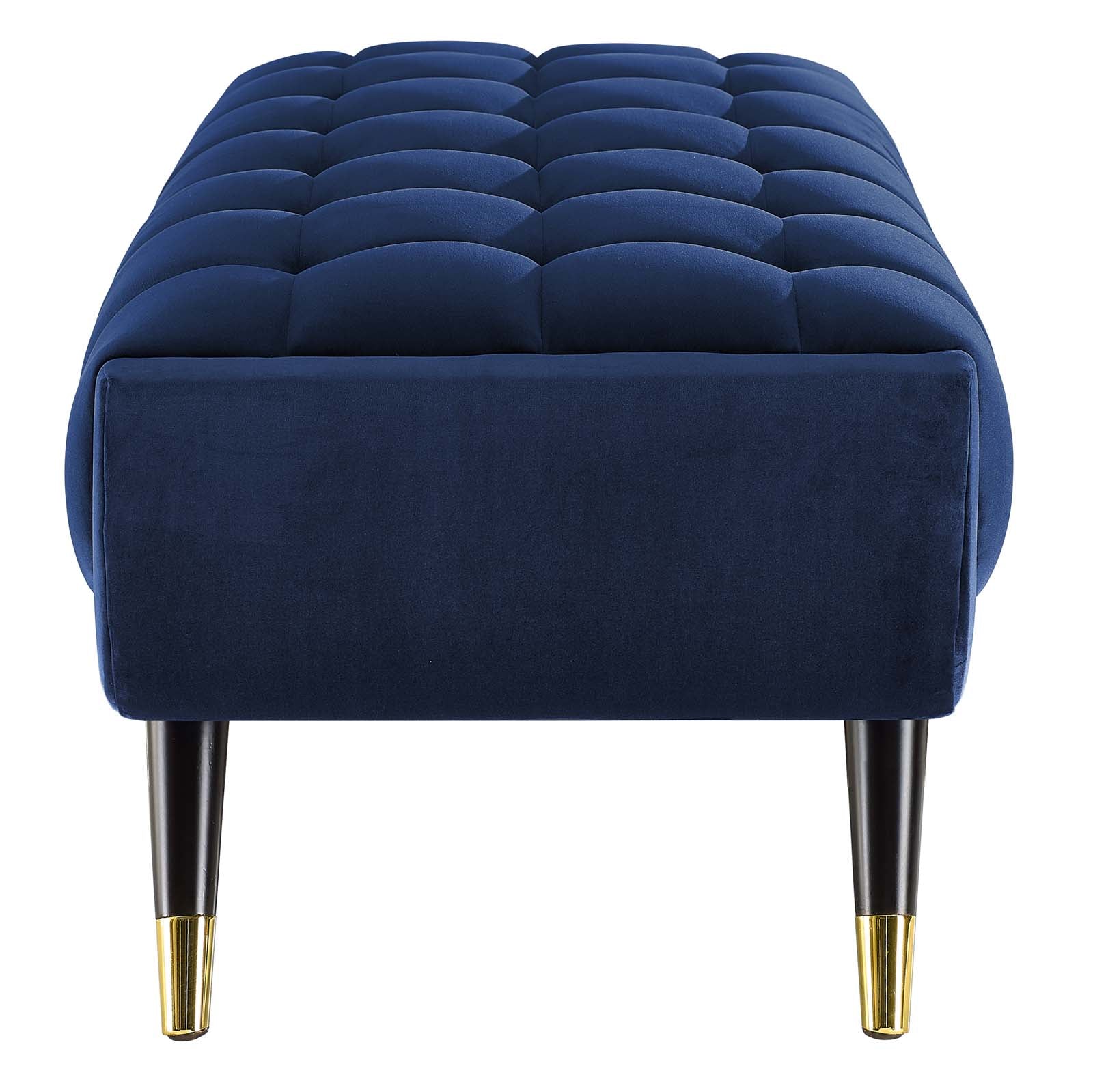 Modway Benches - Adept 47.5" Performance Velvet Bench Midnight Blue