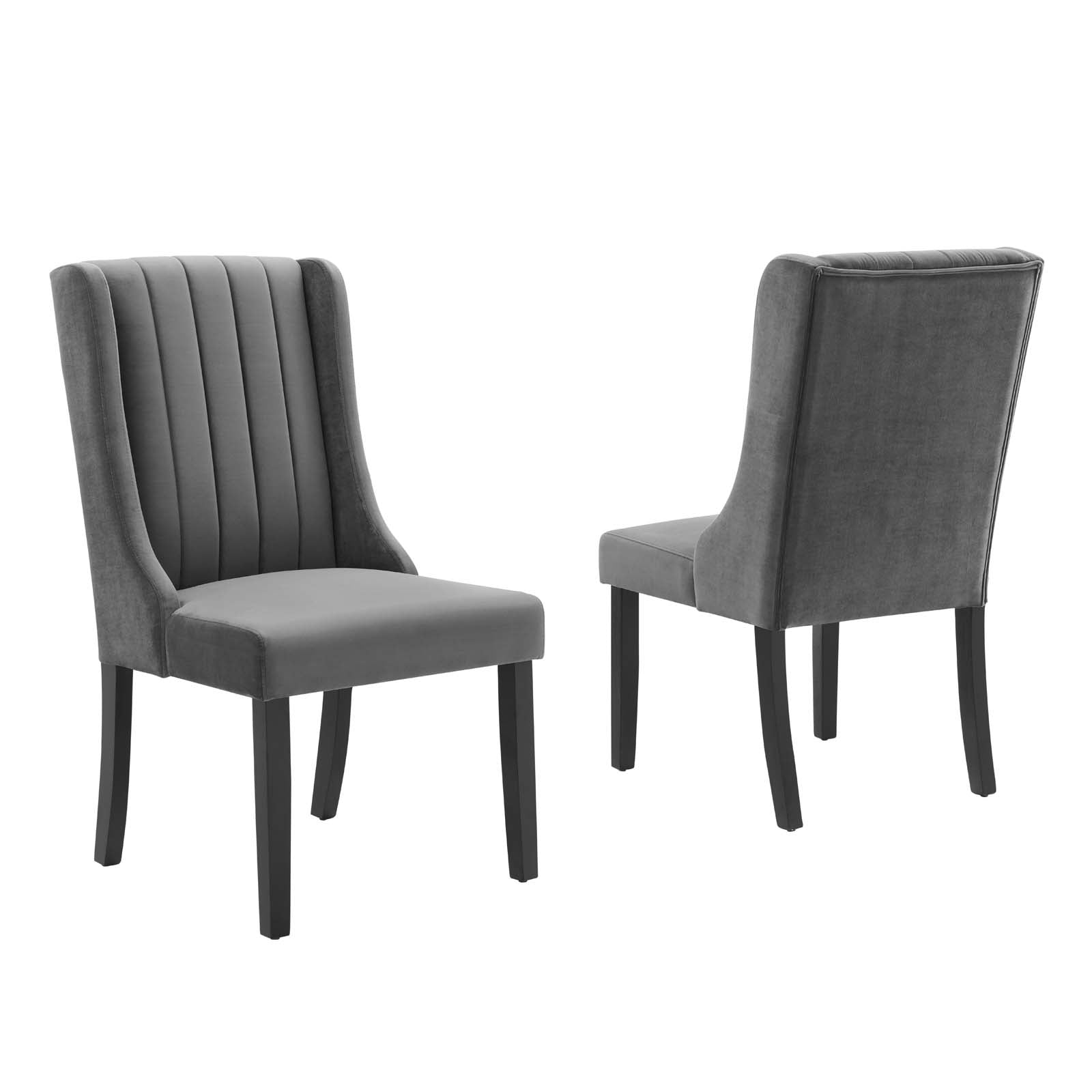 Modway Dining Chairs - Renew Parsons Performance Velvet Dining Side Chairs - Set of 2 Gray